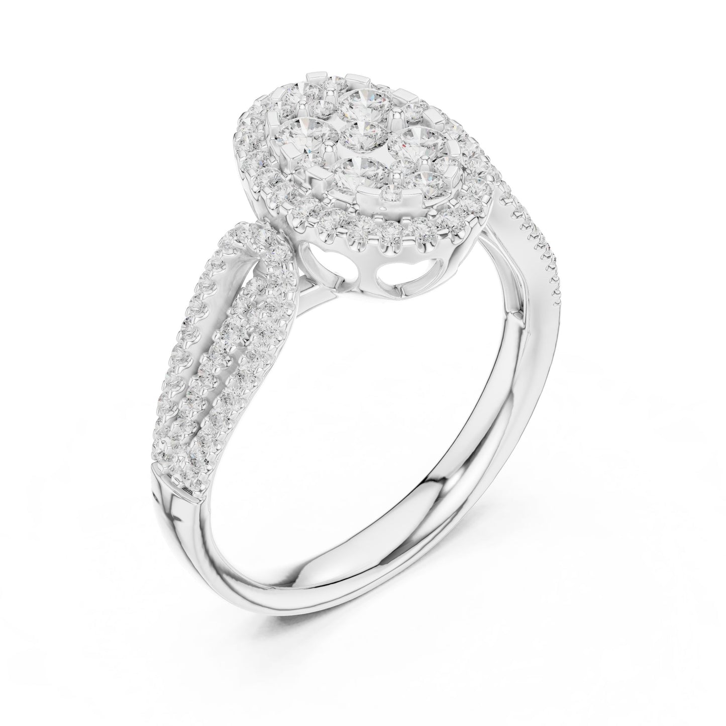 Oval Lab Grown Diamond Halo Engagement Ring