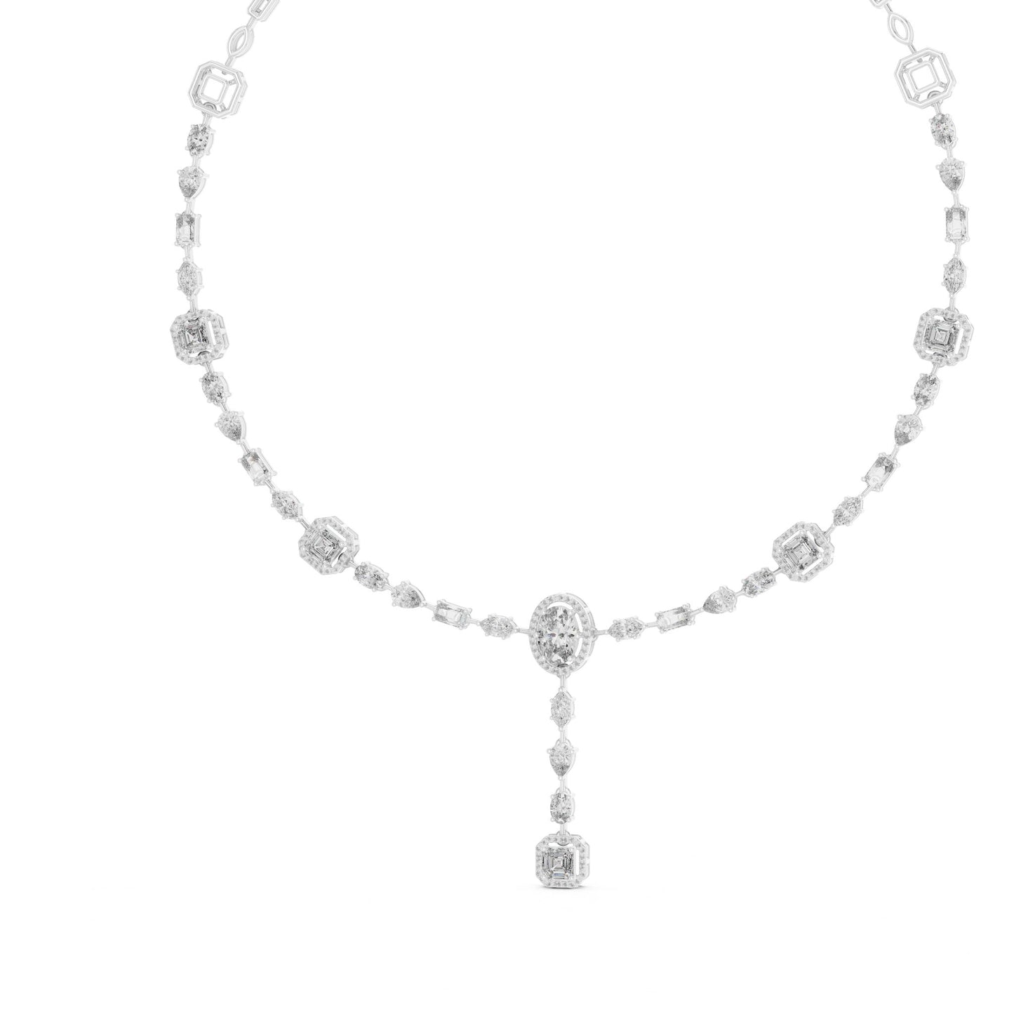Oval Lab Grown Diamond Halo Pendant