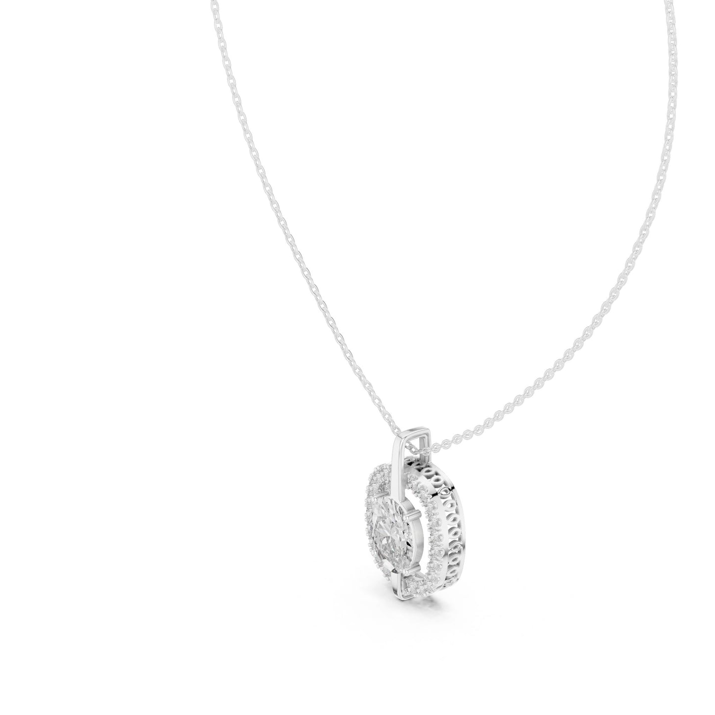 Oval Lab Grown Diamond Halo Pendant