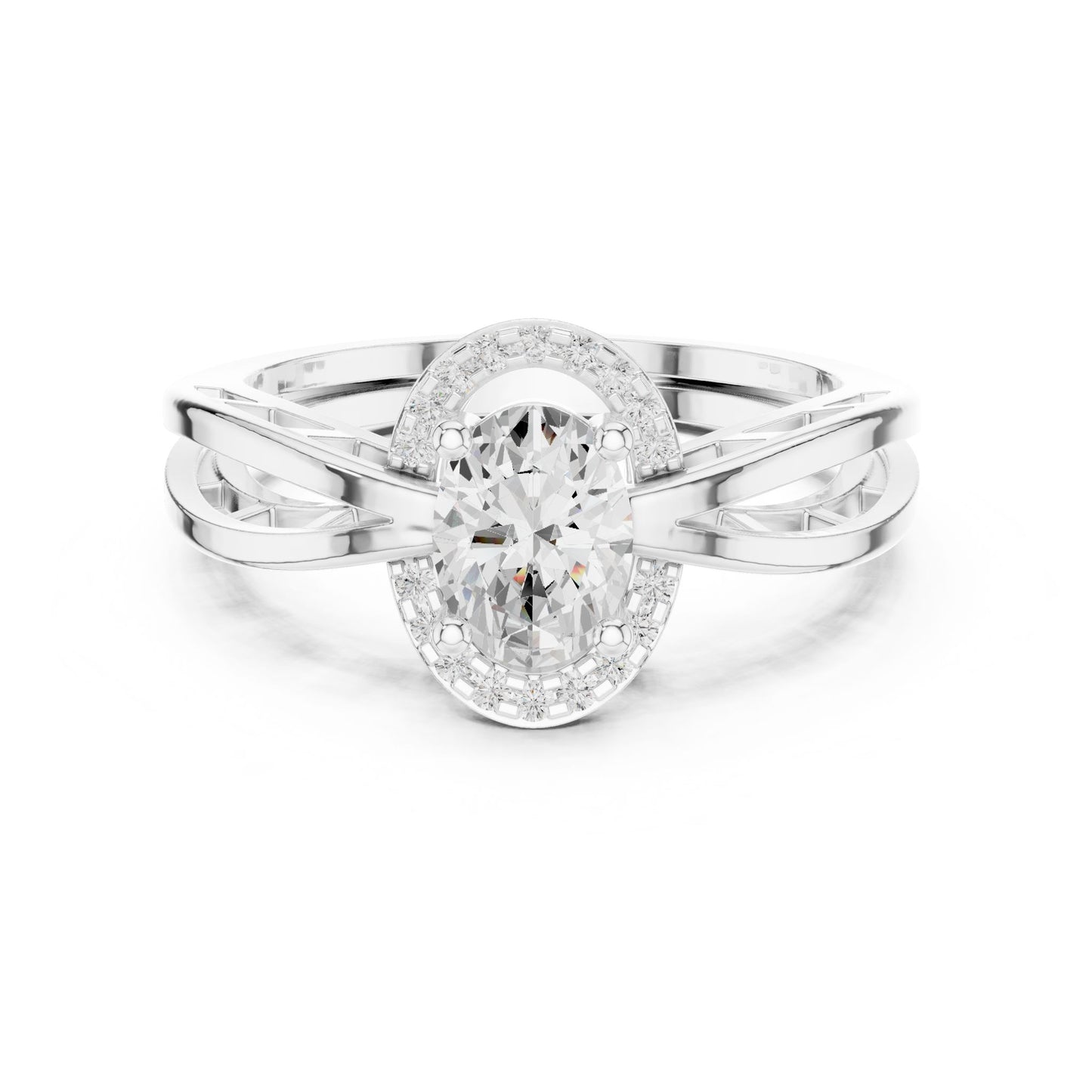 Oval Lab Grown Diamond Halo Engagement Ring