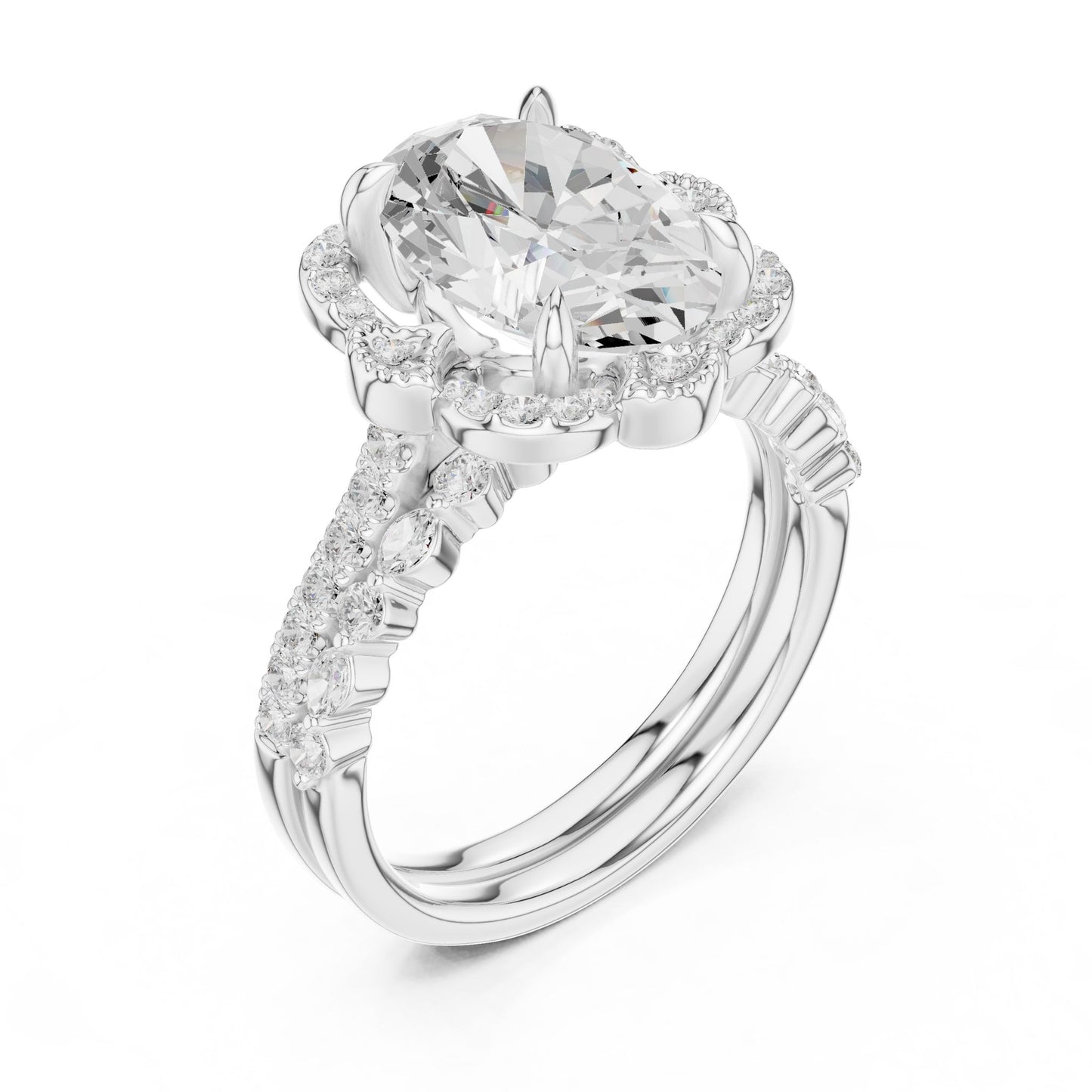 Oval Lab Grown Diamond Halo Engagement Ring