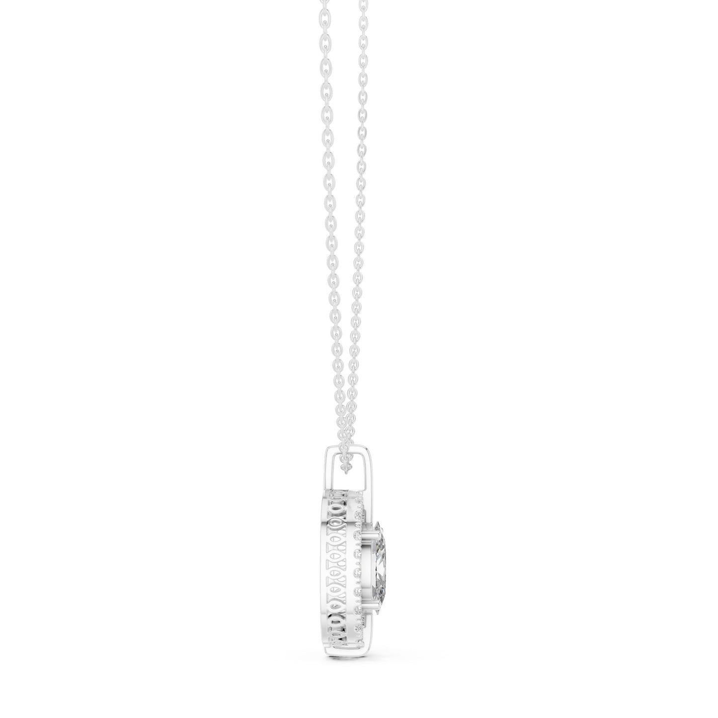 Oval Lab Grown Diamond Halo Pendant