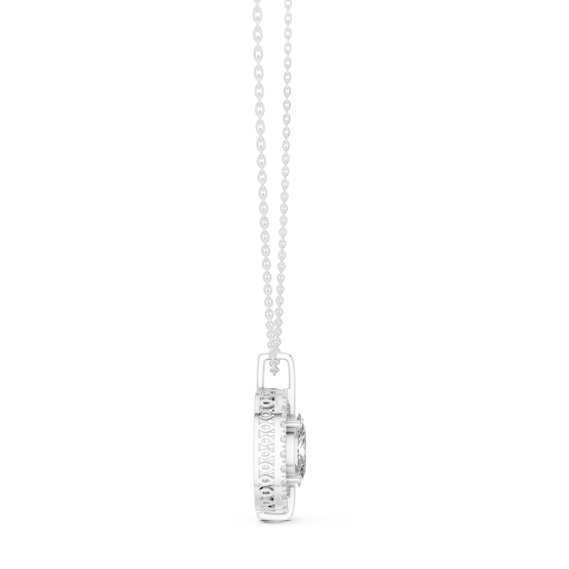 Oval Lab Grown Diamond Halo Pendant