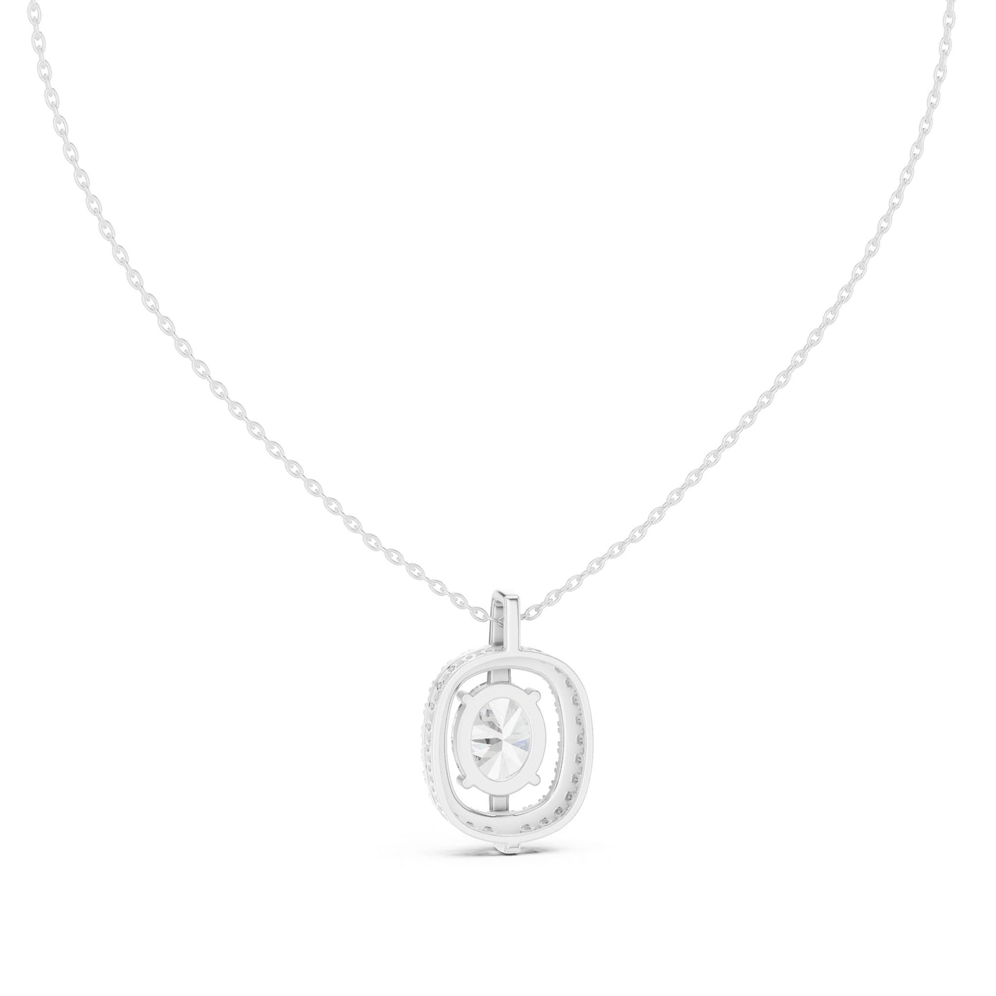 Oval Lab Grown Diamond Halo Pendant
