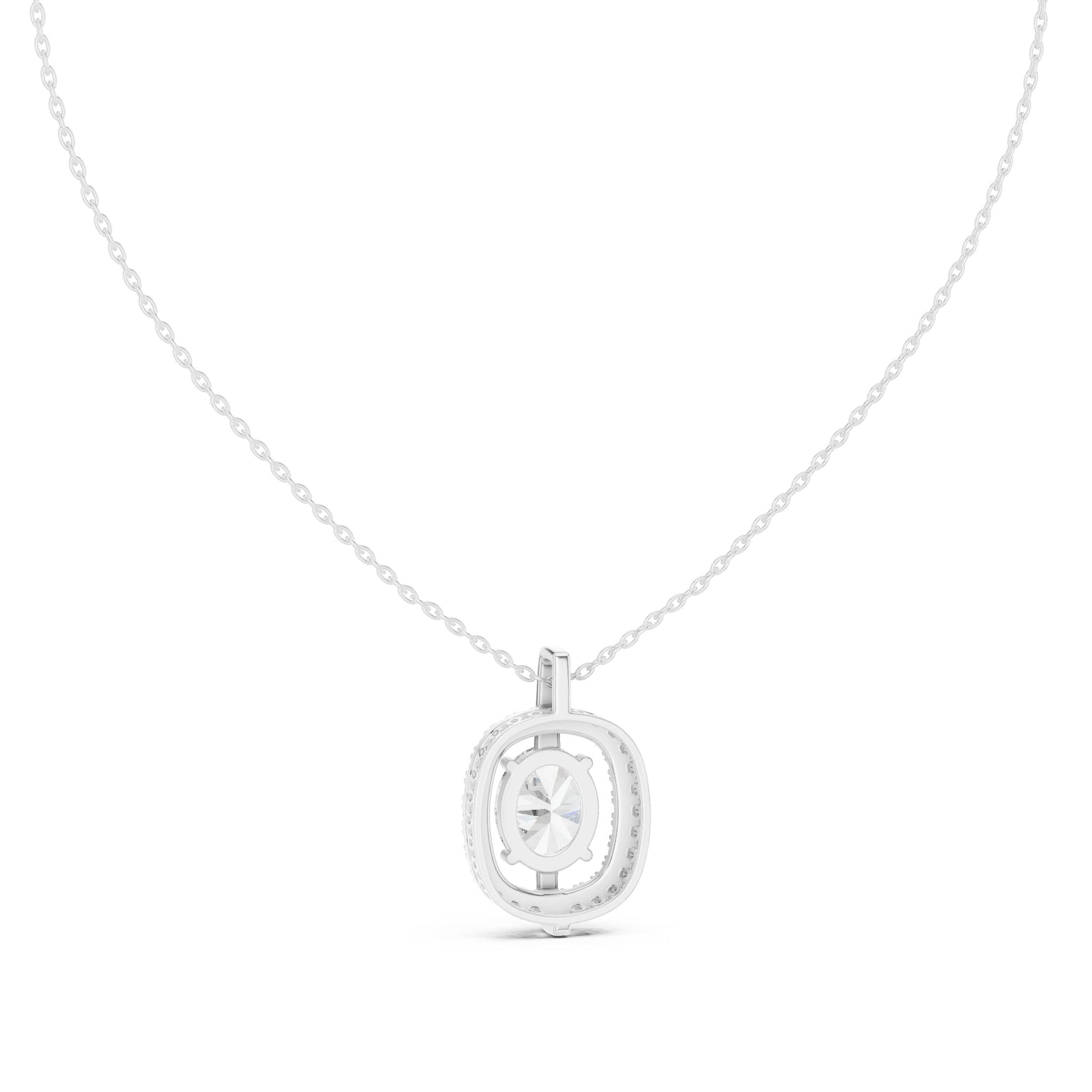 Oval Lab Grown Diamond Halo Pendant
