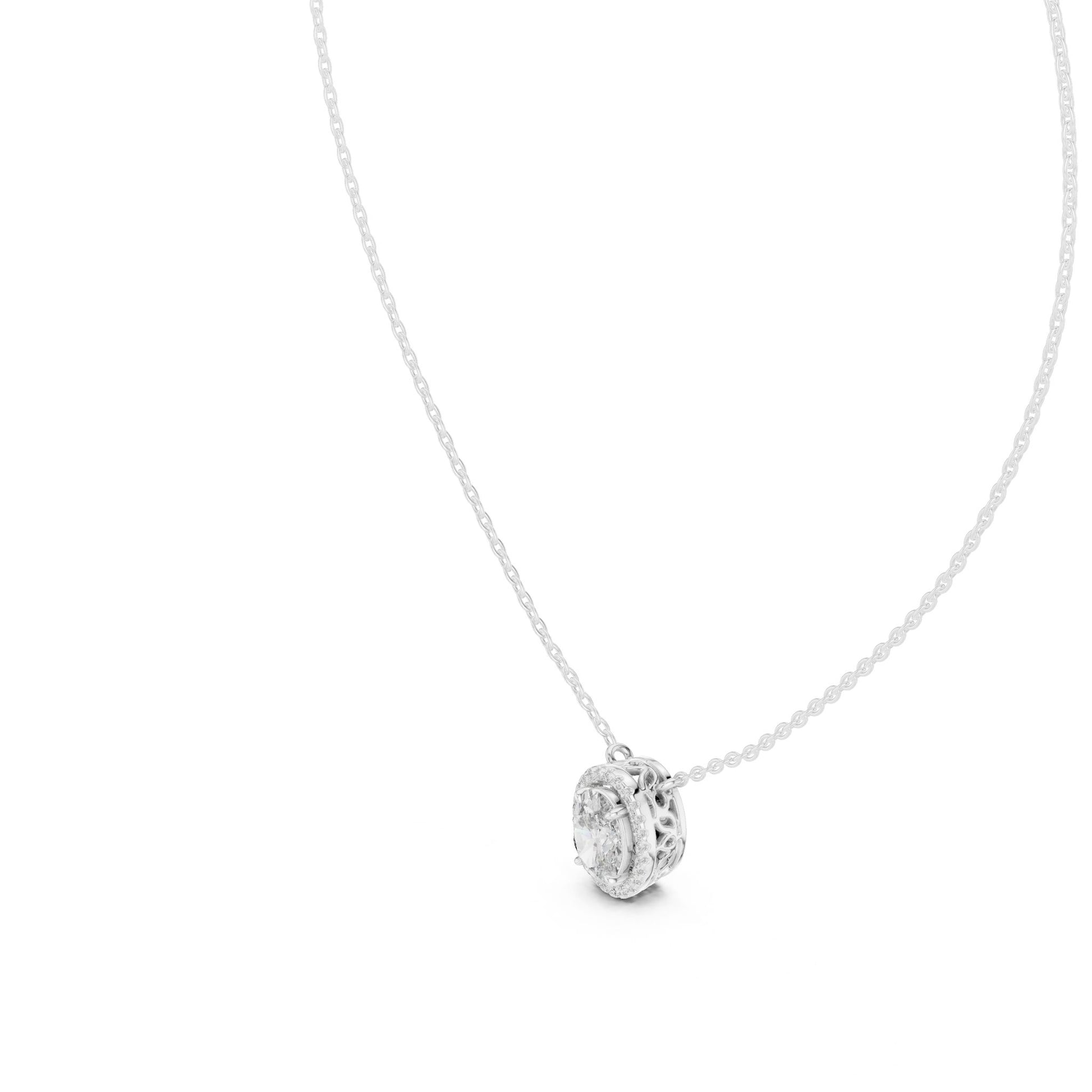 Oval Lab Grown Diamond Halo Pendant