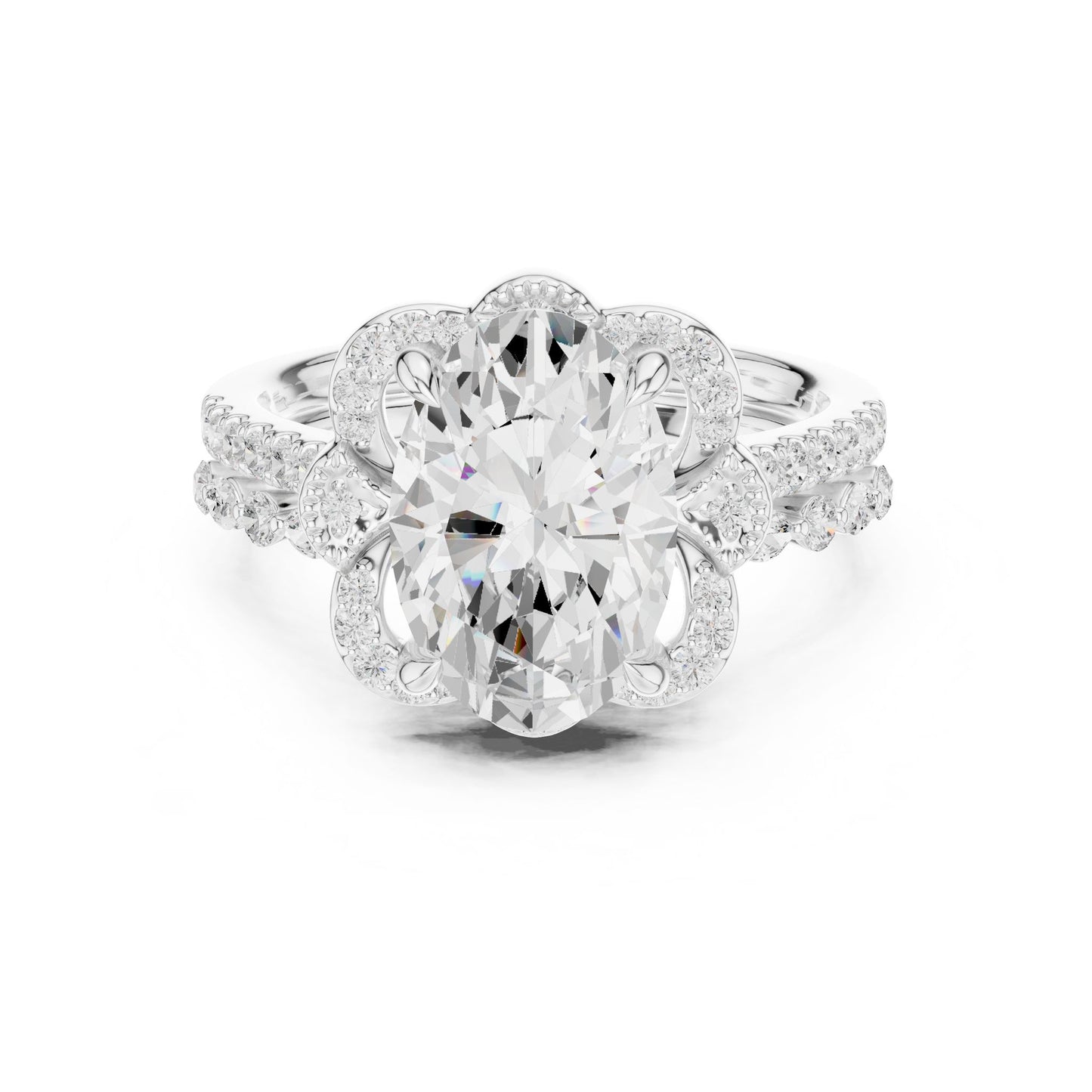 Oval Lab Grown Diamond Halo Engagement Ring