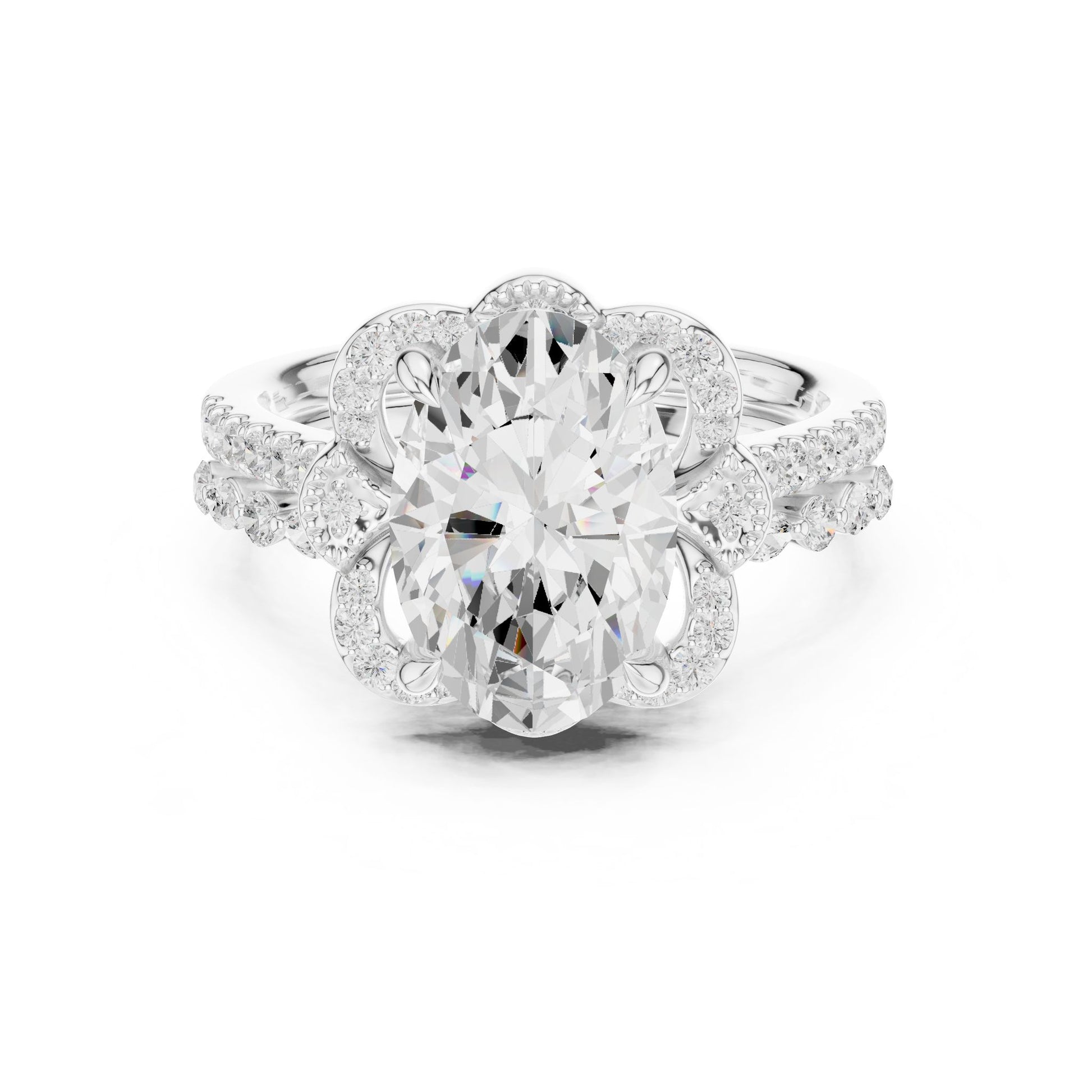 Oval Lab Grown Diamond Halo Engagement Ring