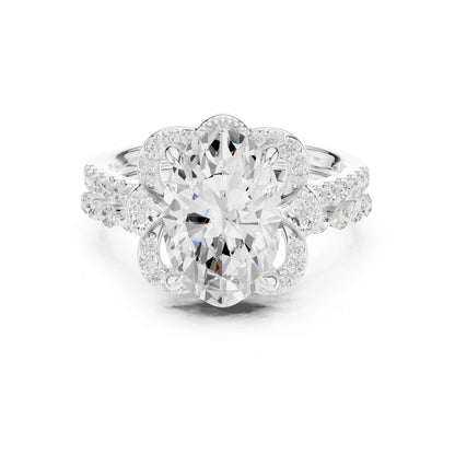Oval Lab Grown Diamond Halo Engagement Ring