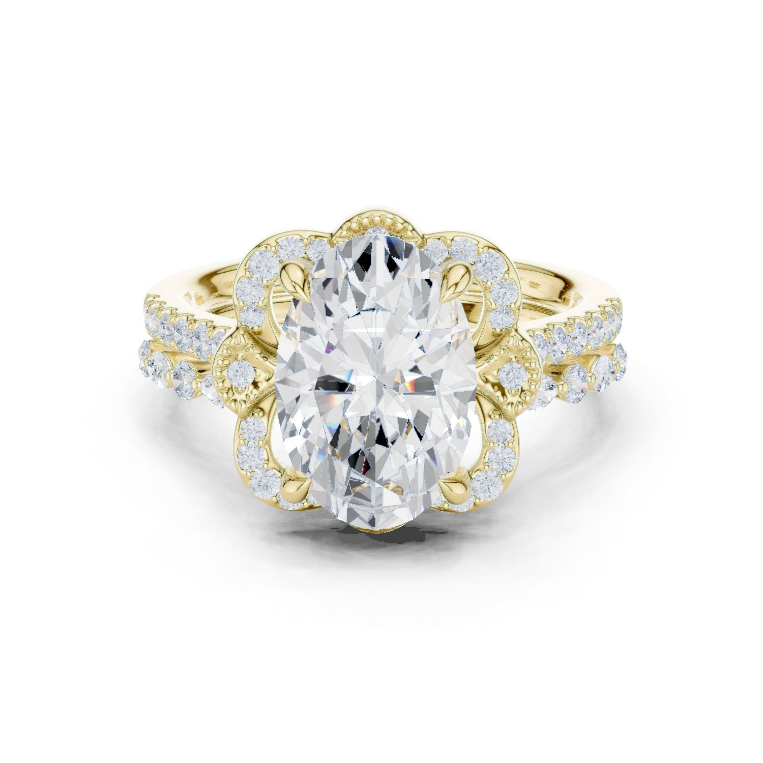 Oval Lab Grown Diamond Halo Engagement Ring