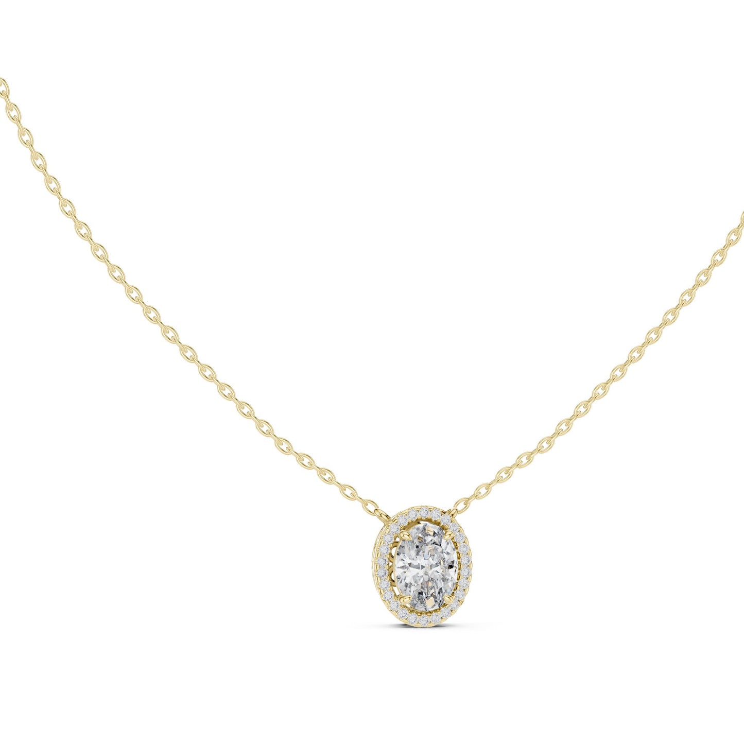 Oval Lab Grown Diamond Halo Pendant