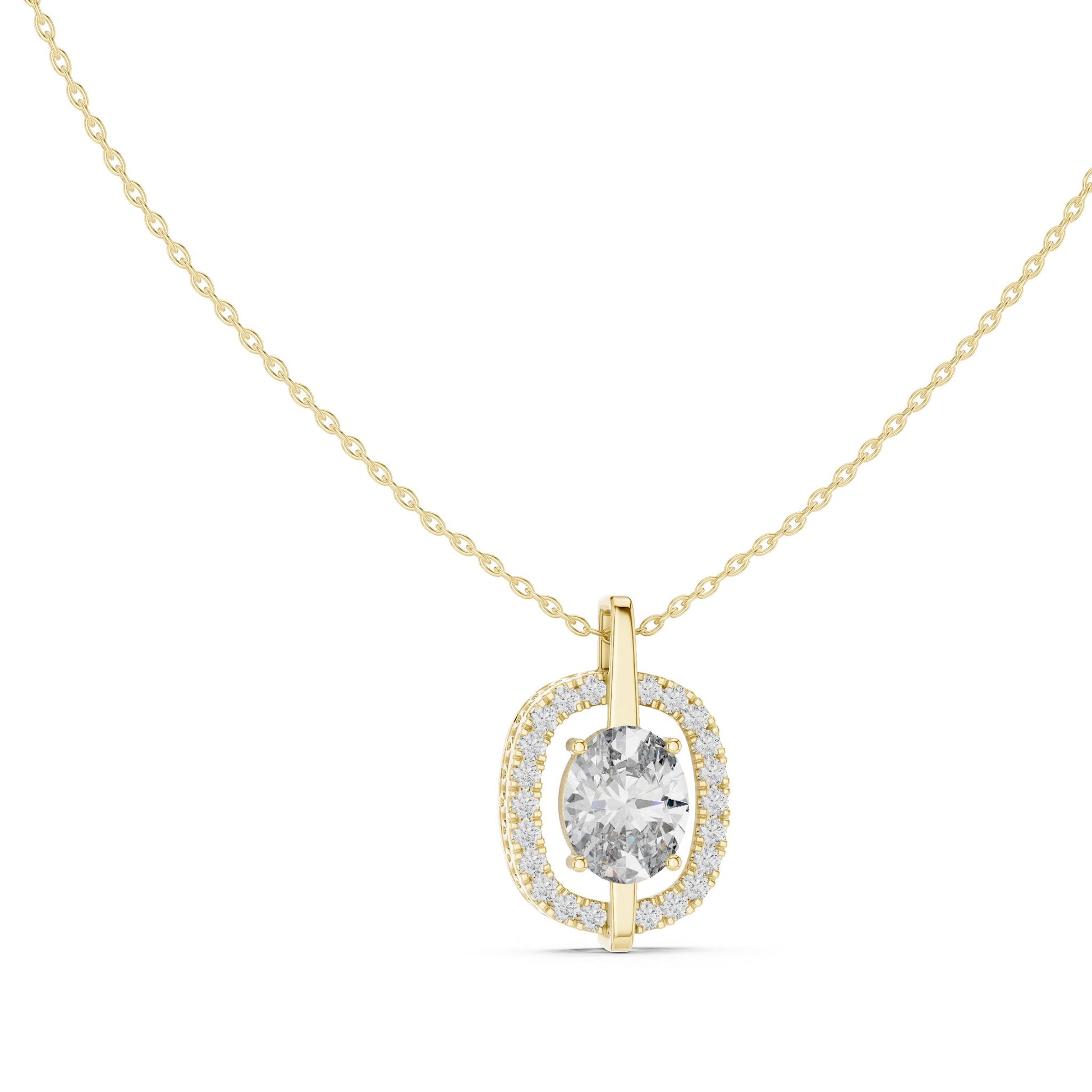 Oval Lab Grown Diamond Halo Pendant