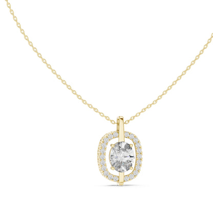 Oval Lab Grown Diamond Halo Pendant