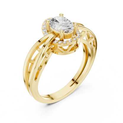 Oval Lab Grown Diamond Halo Engagement Ring