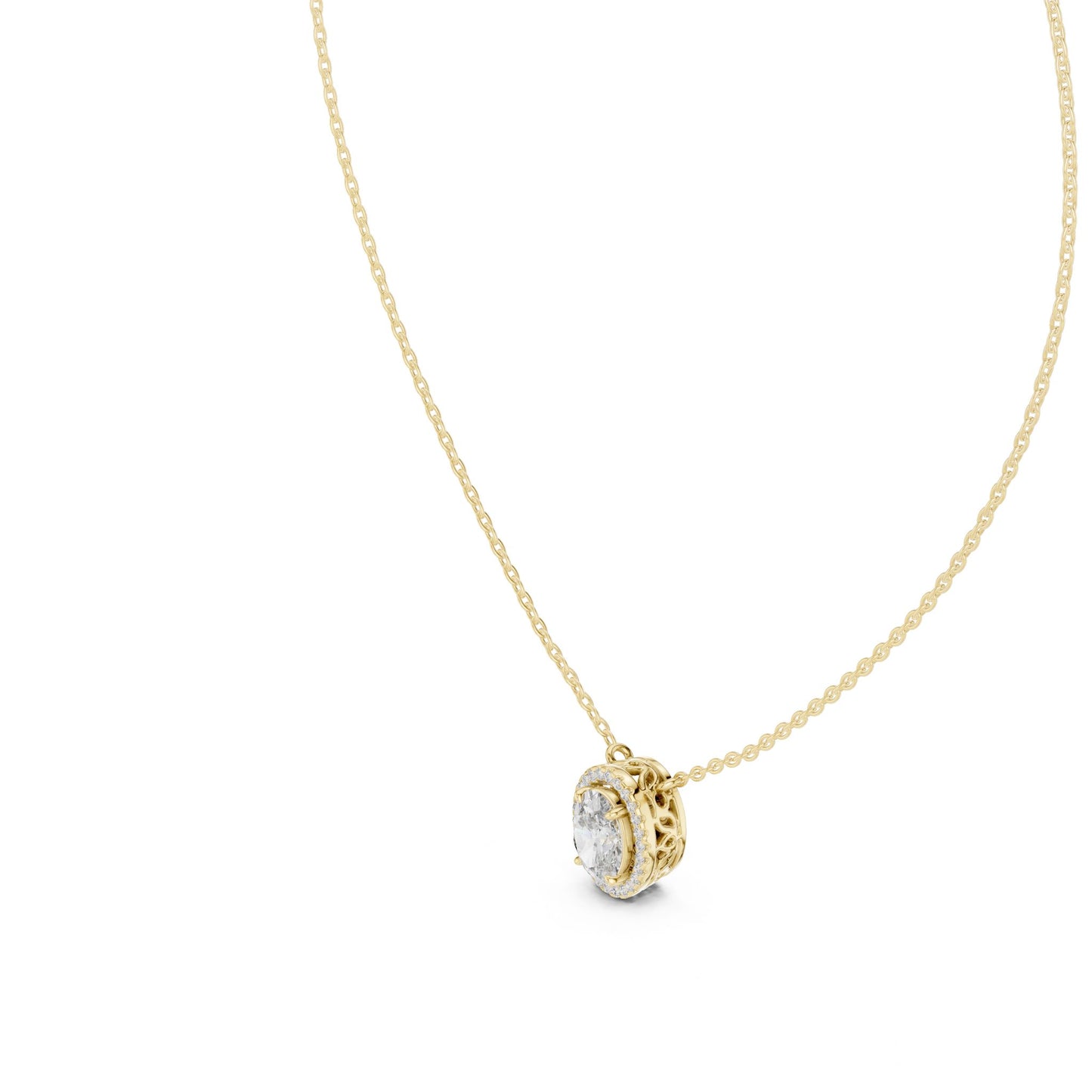 Oval Lab Grown Diamond Halo Pendant