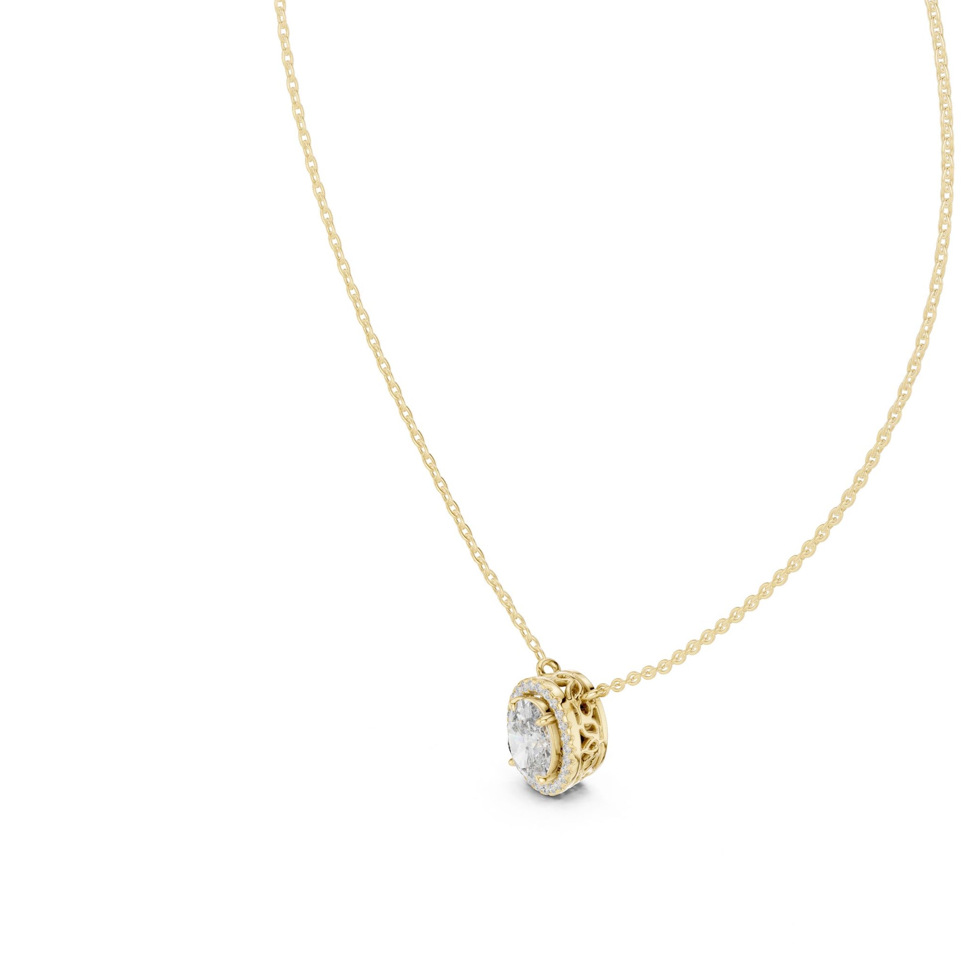 Oval Lab Grown Diamond Halo Pendant