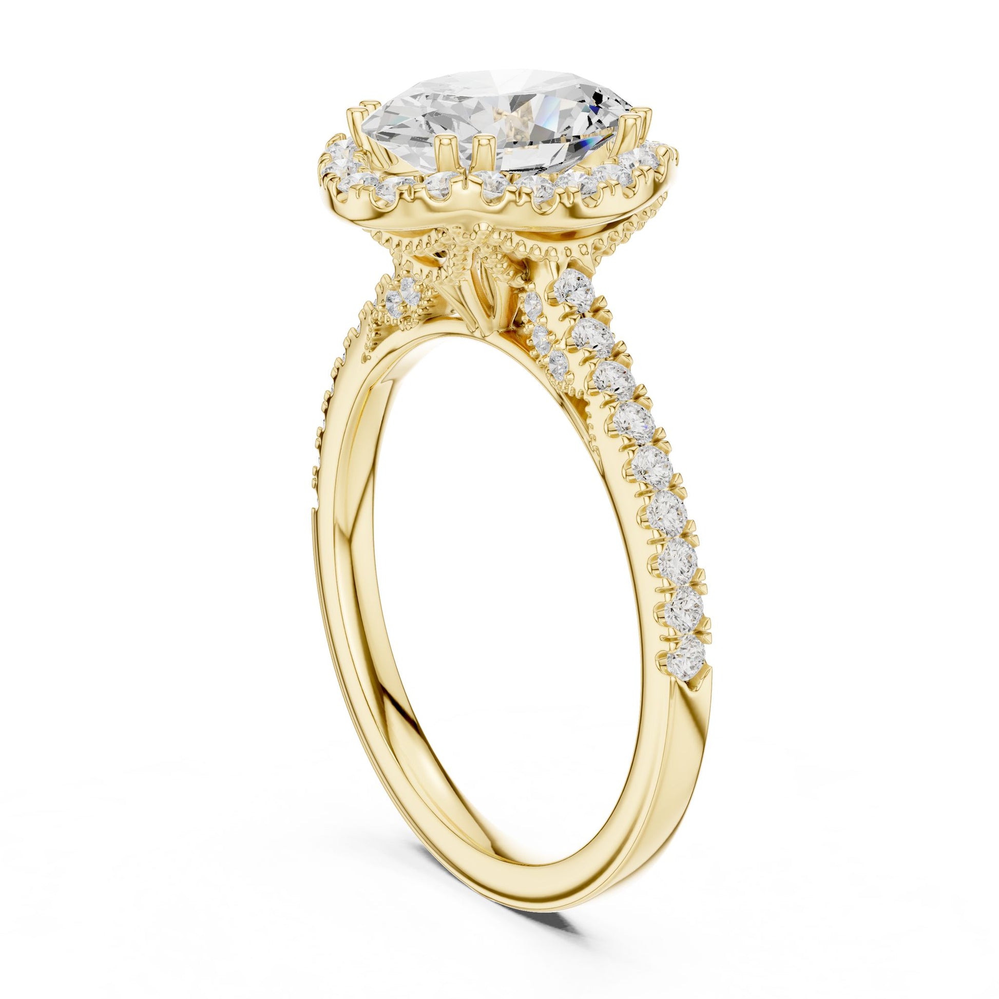 Oval Lab Grown Diamond Halo Engagement Ring