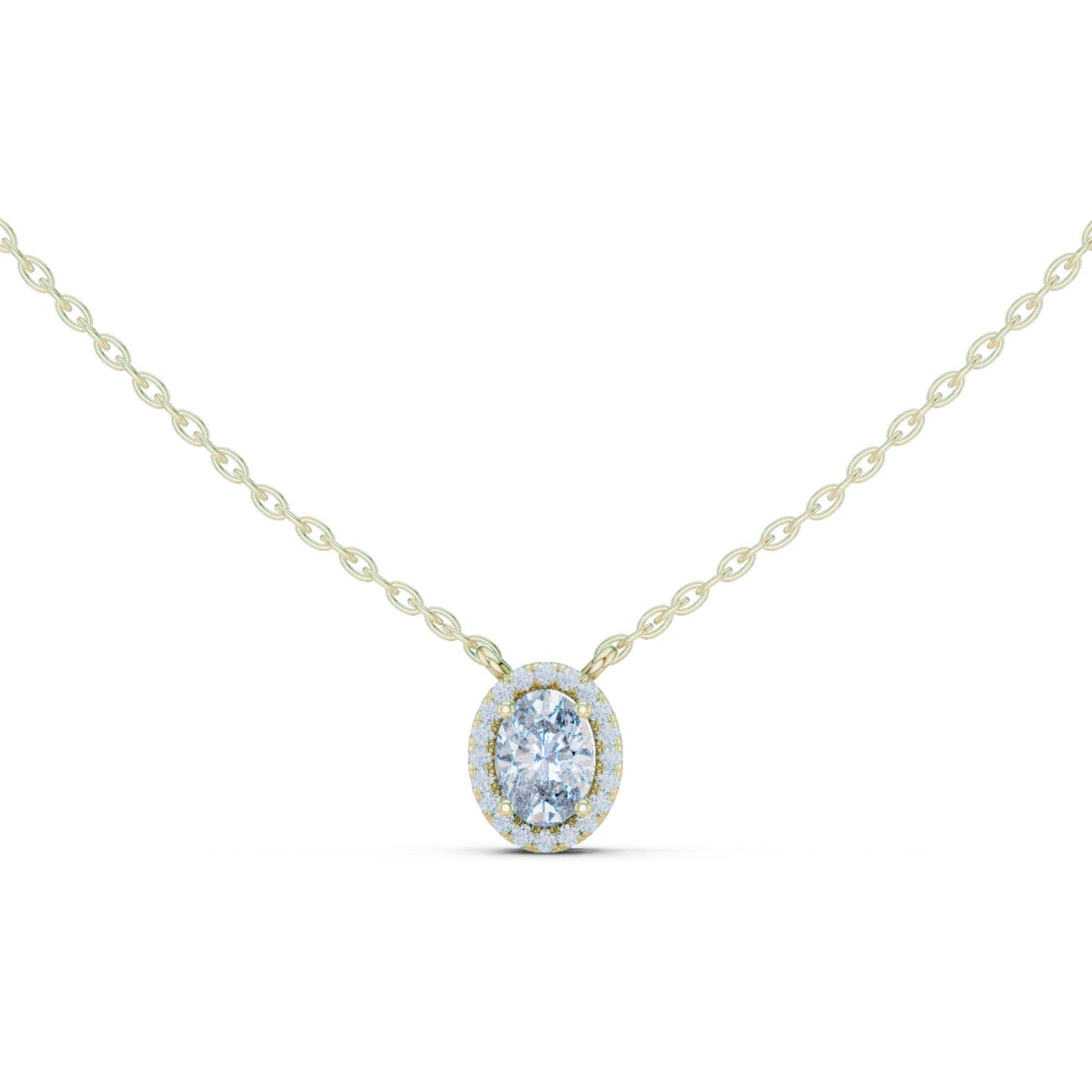 Oval Lab Grown Diamond Halo Pendant
