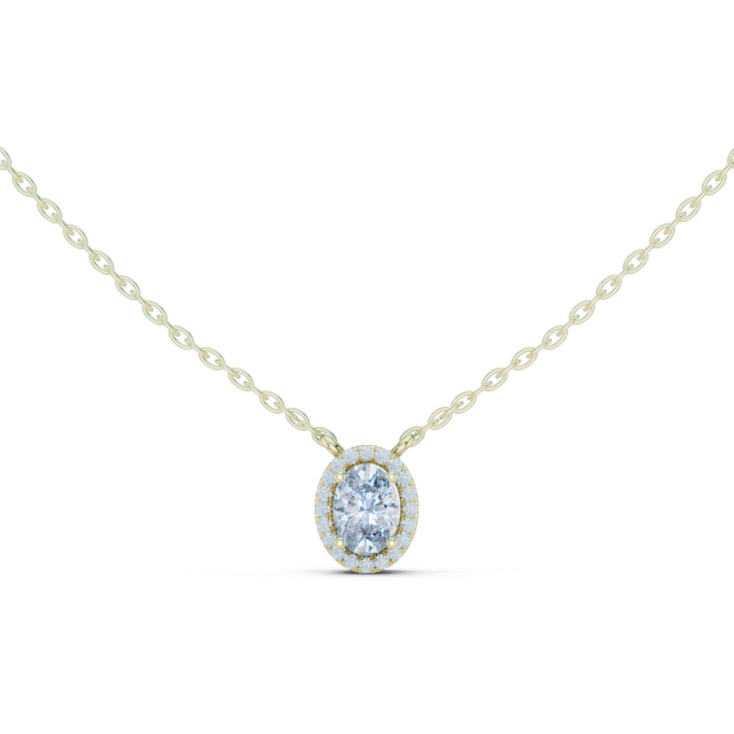 Oval Lab Grown Diamond Halo Pendant