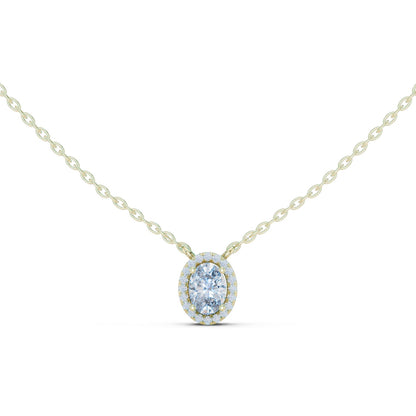 Oval Lab Grown Diamond Halo Pendant