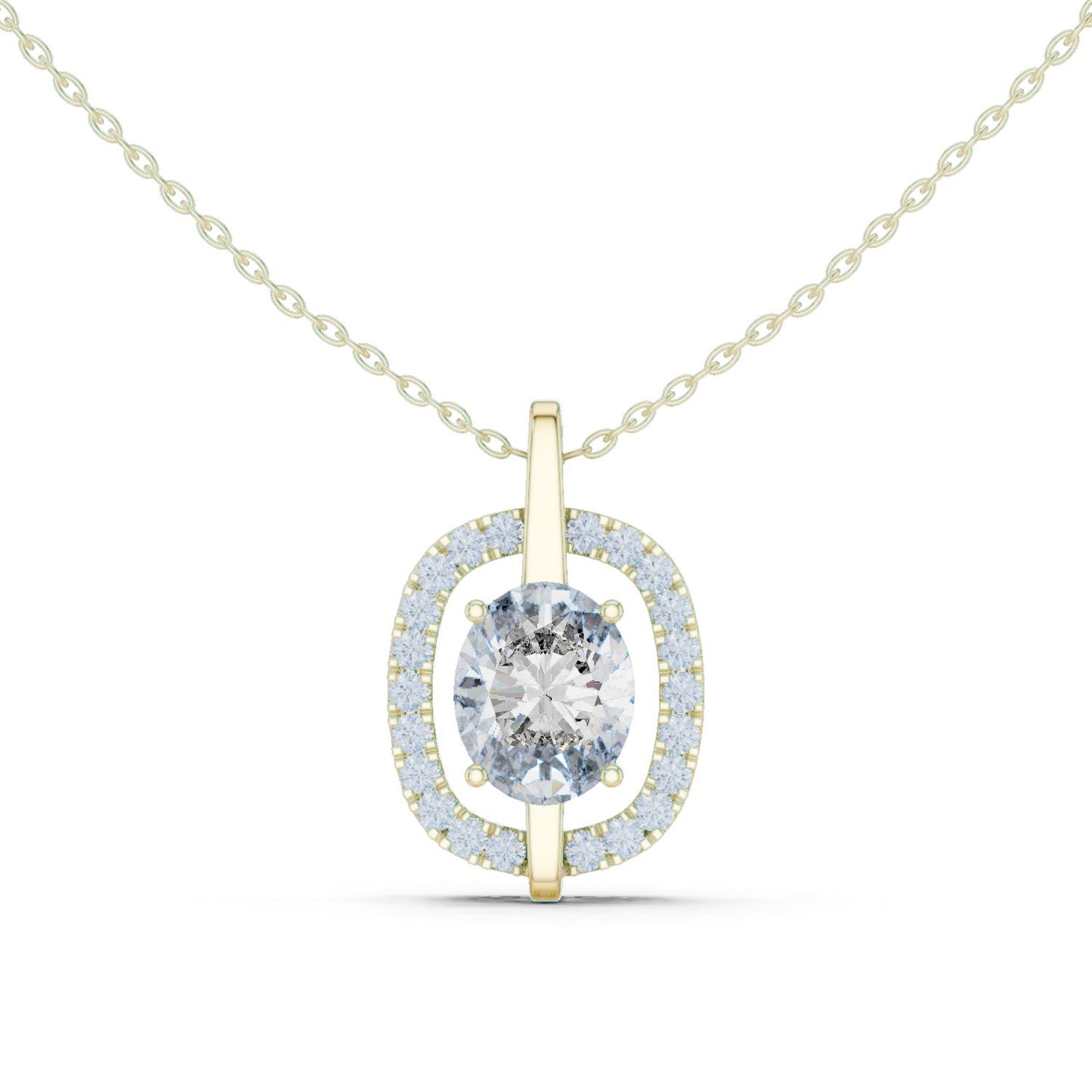 Oval Lab Grown Diamond Halo Pendant