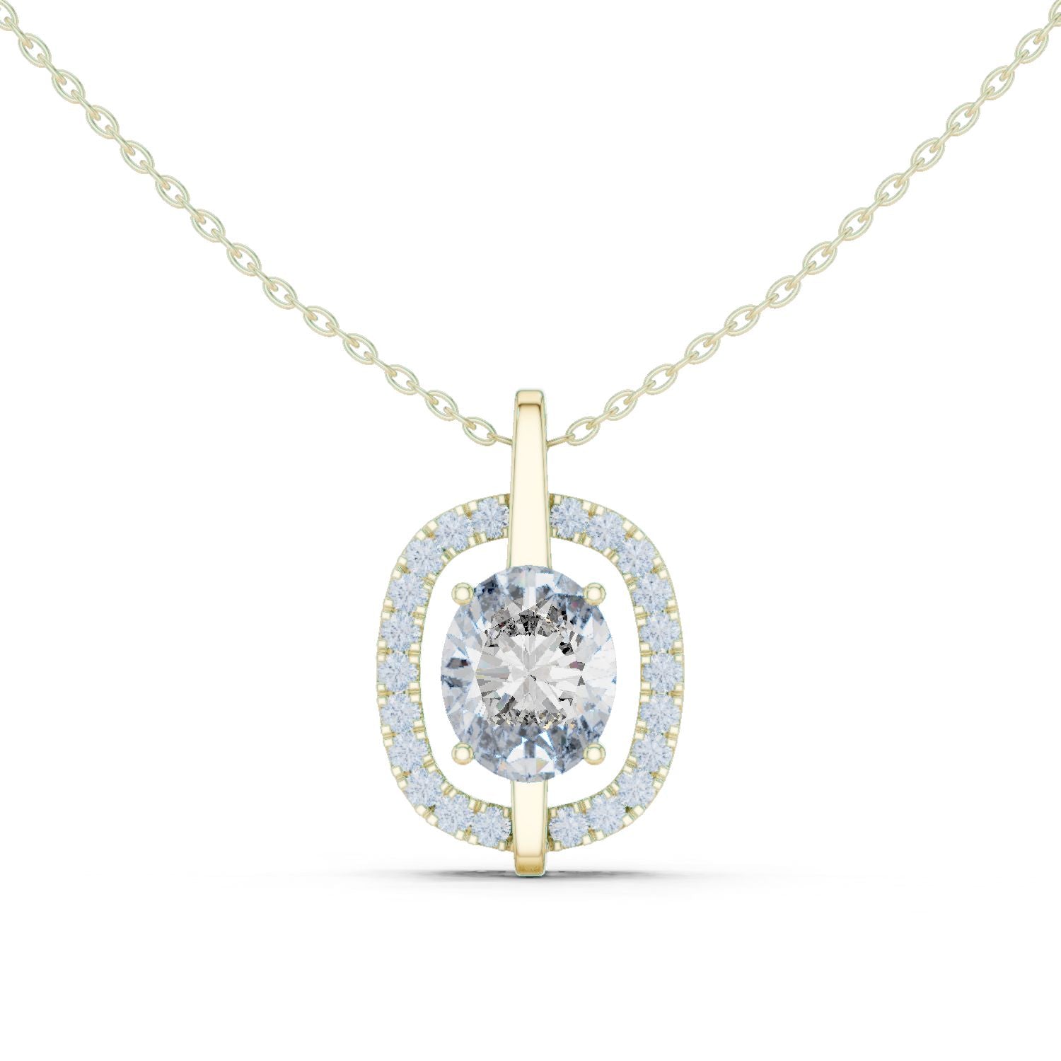 Oval Lab Grown Diamond Halo Pendant