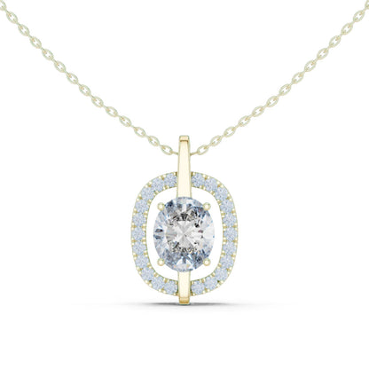 Oval Lab Grown Diamond Halo Pendant