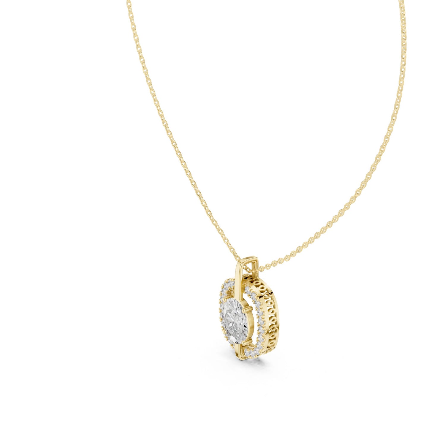 Oval Lab Grown Diamond Halo Pendant