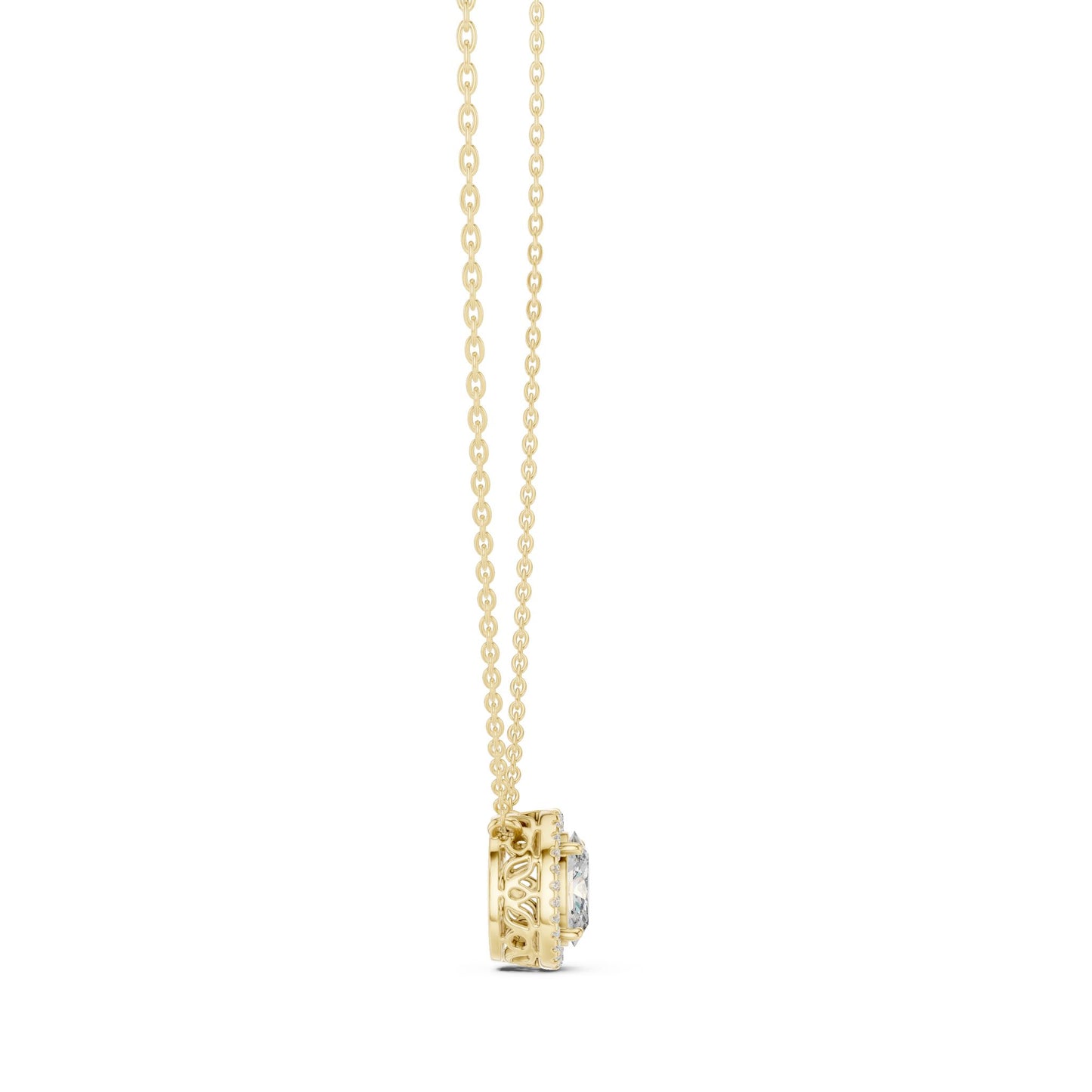Oval Lab Grown Diamond Halo Pendant