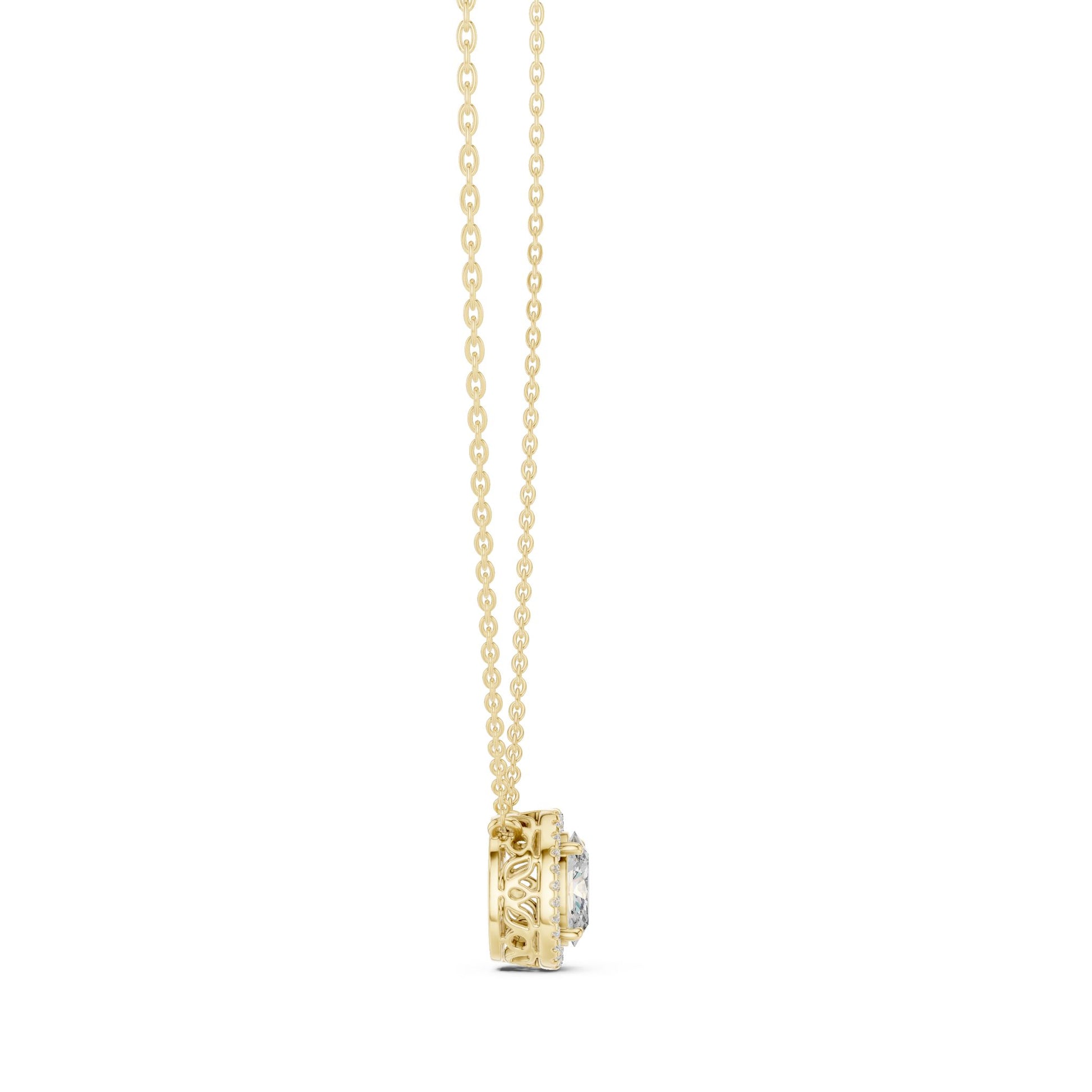 Oval Lab Grown Diamond Halo Pendant