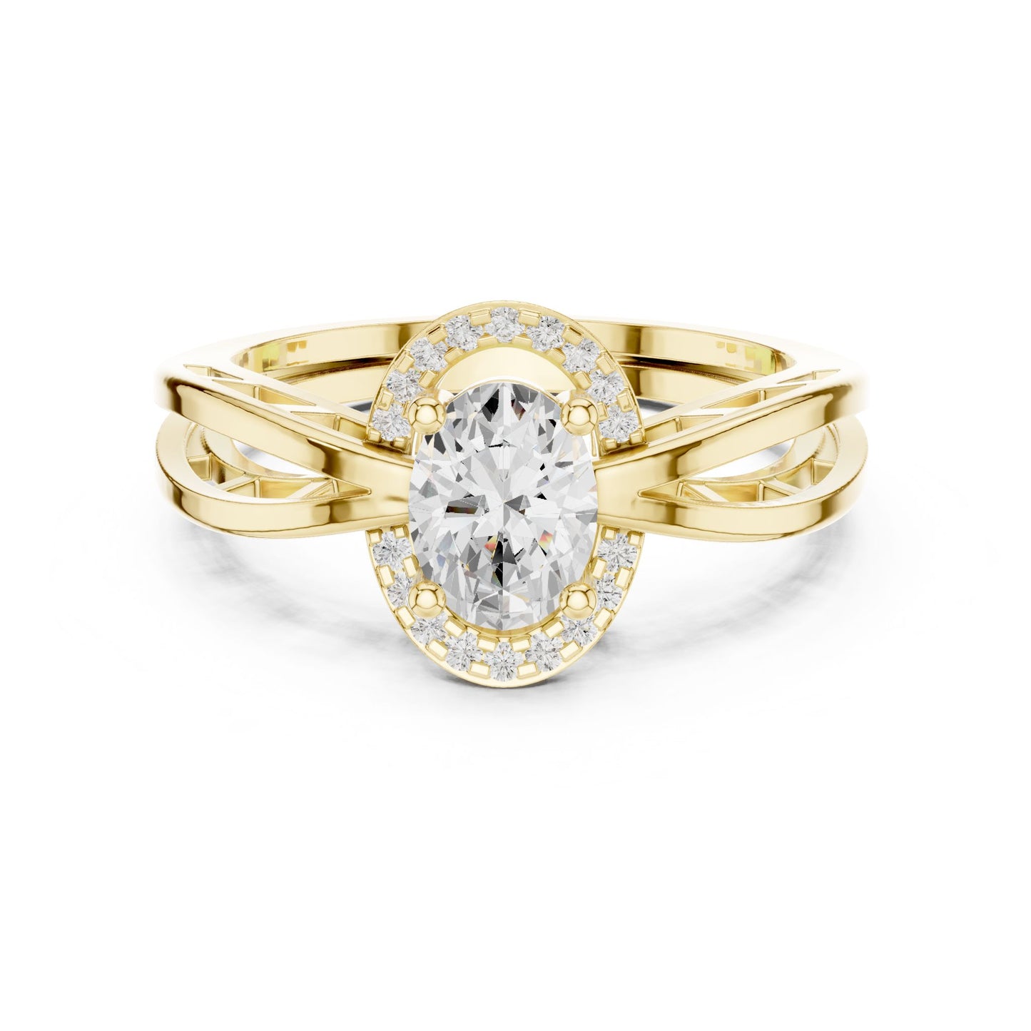 Oval Lab Grown Diamond Halo Engagement Ring