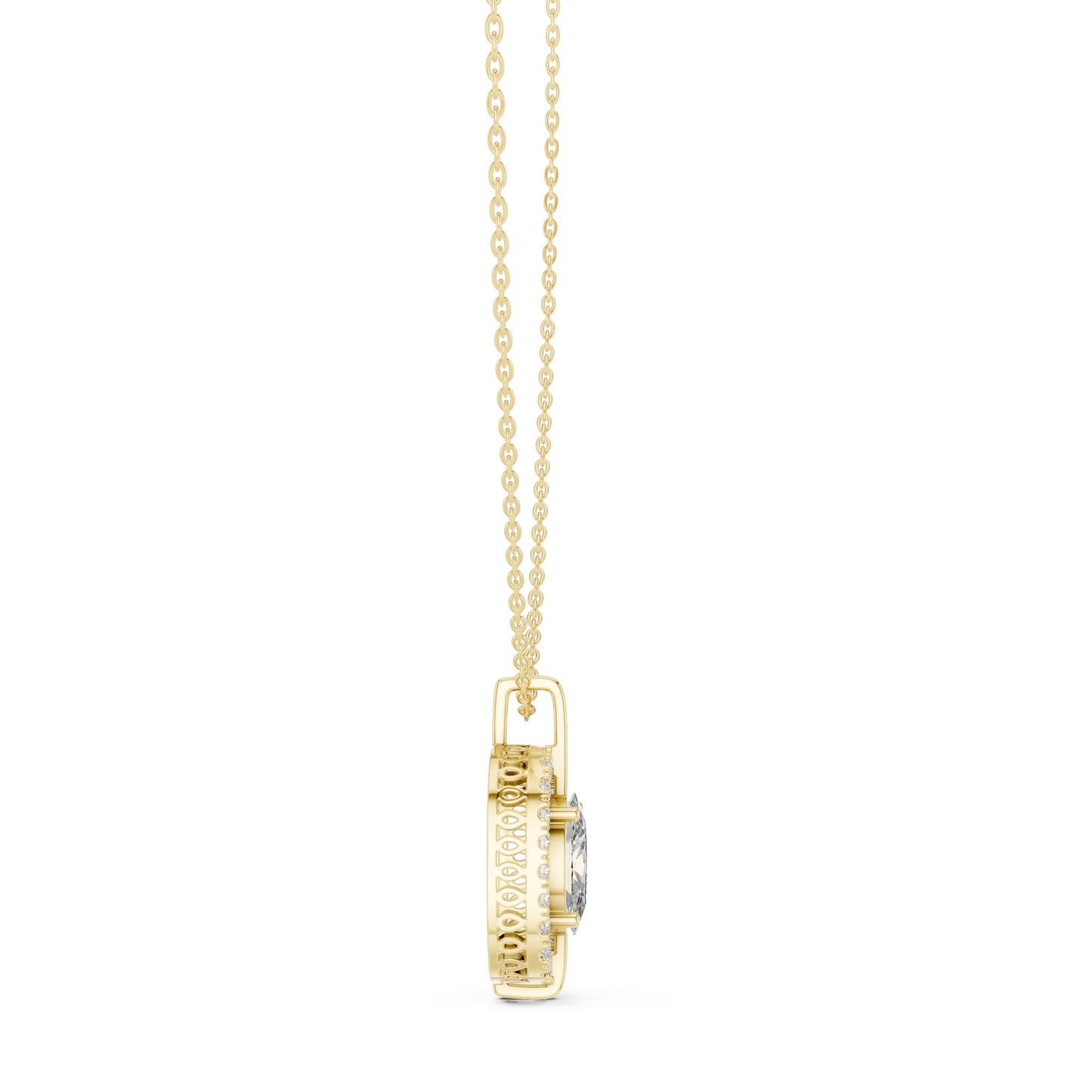 Oval Lab Grown Diamond Halo Pendant