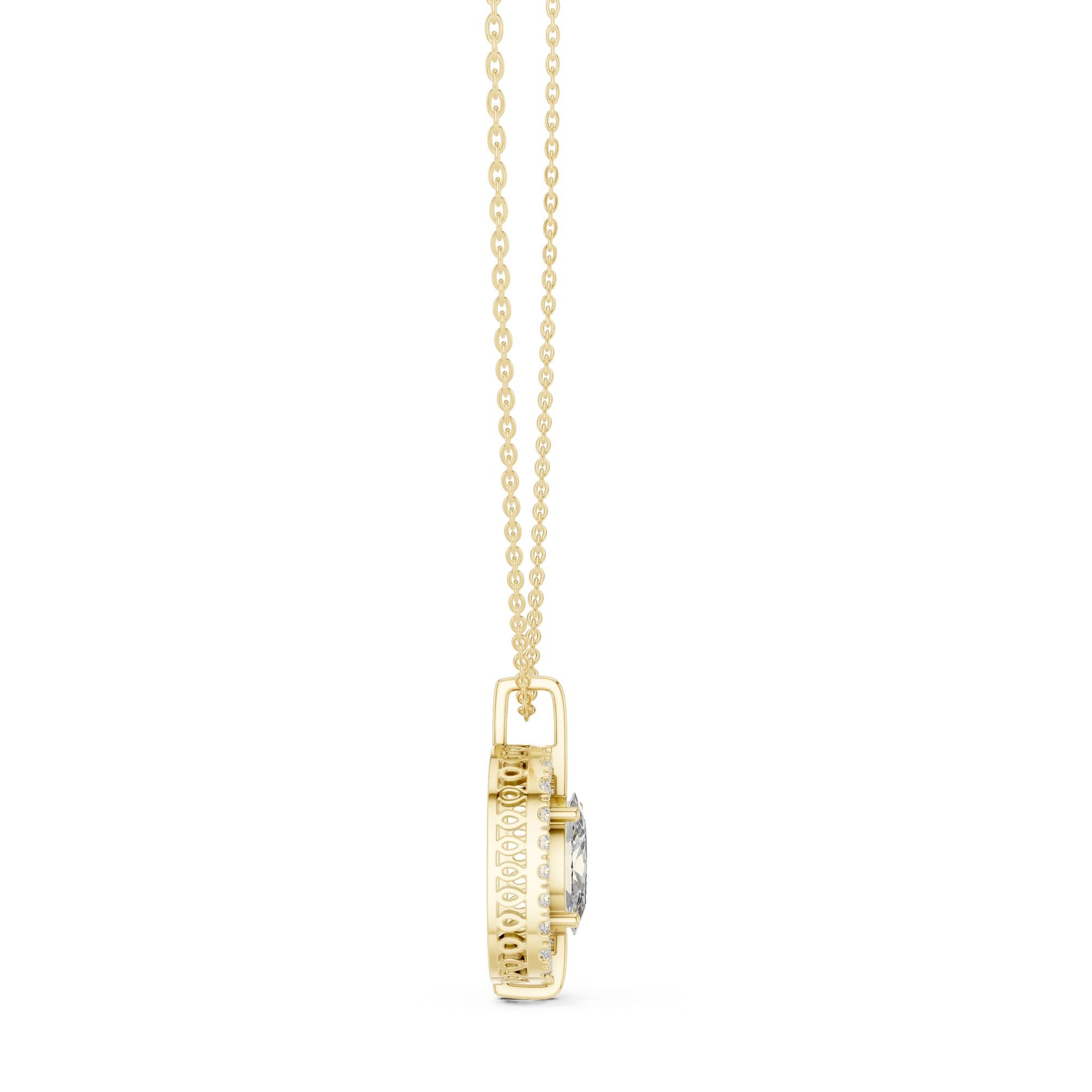 Oval Lab Grown Diamond Halo Pendant