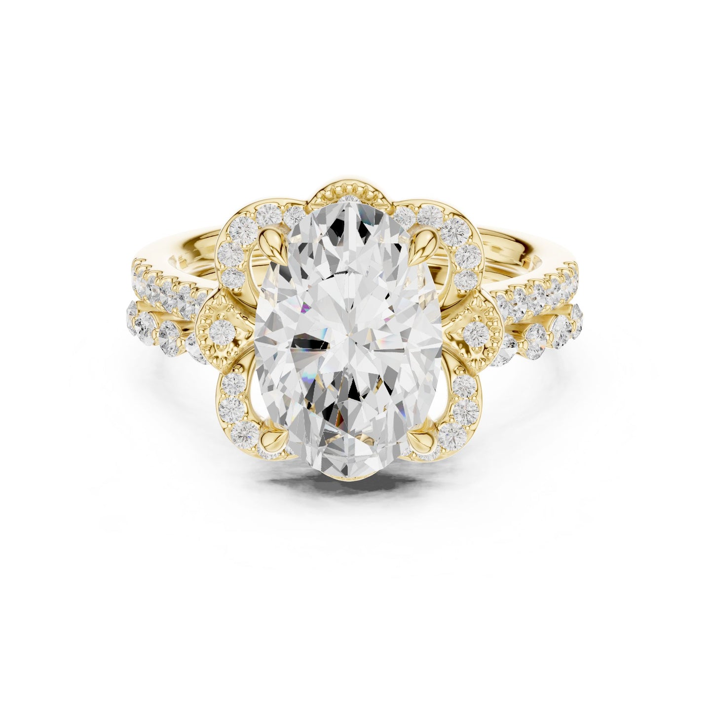Oval Lab Grown Diamond Halo Engagement Ring
