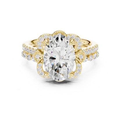 Oval Lab Grown Diamond Halo Engagement Ring