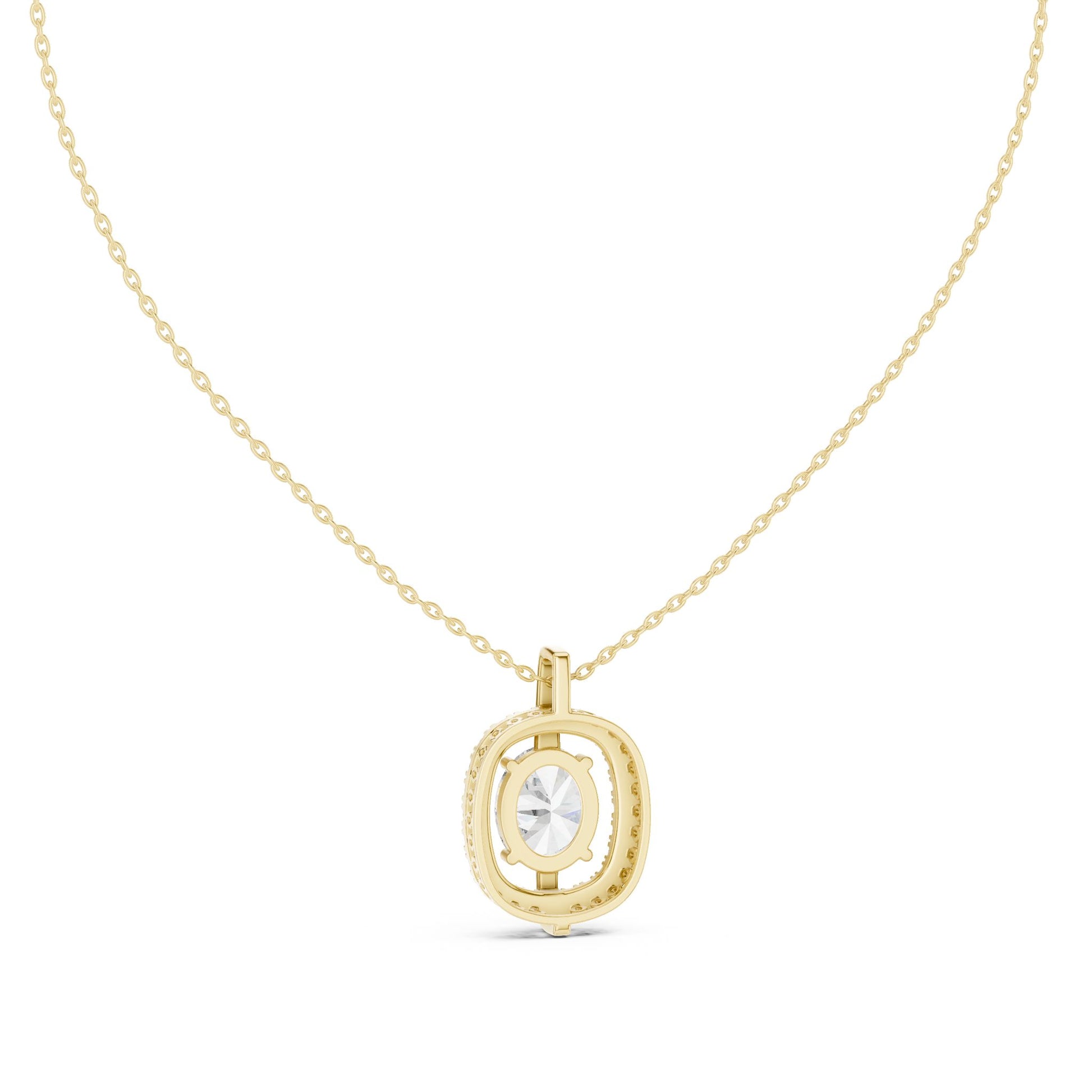 Oval Lab Grown Diamond Halo Pendant