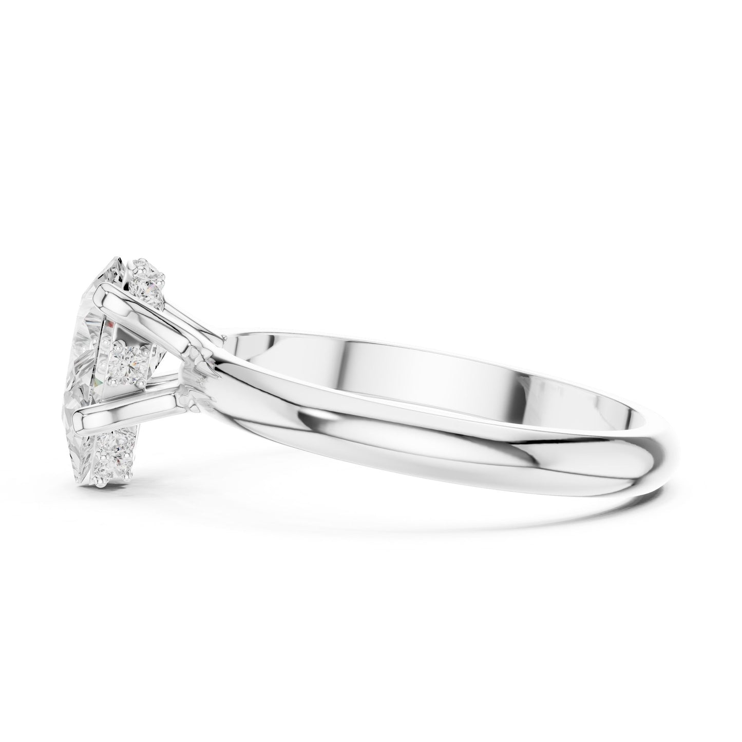 Oval Lab Grown Diamond Hidden Halo Engagement Ring