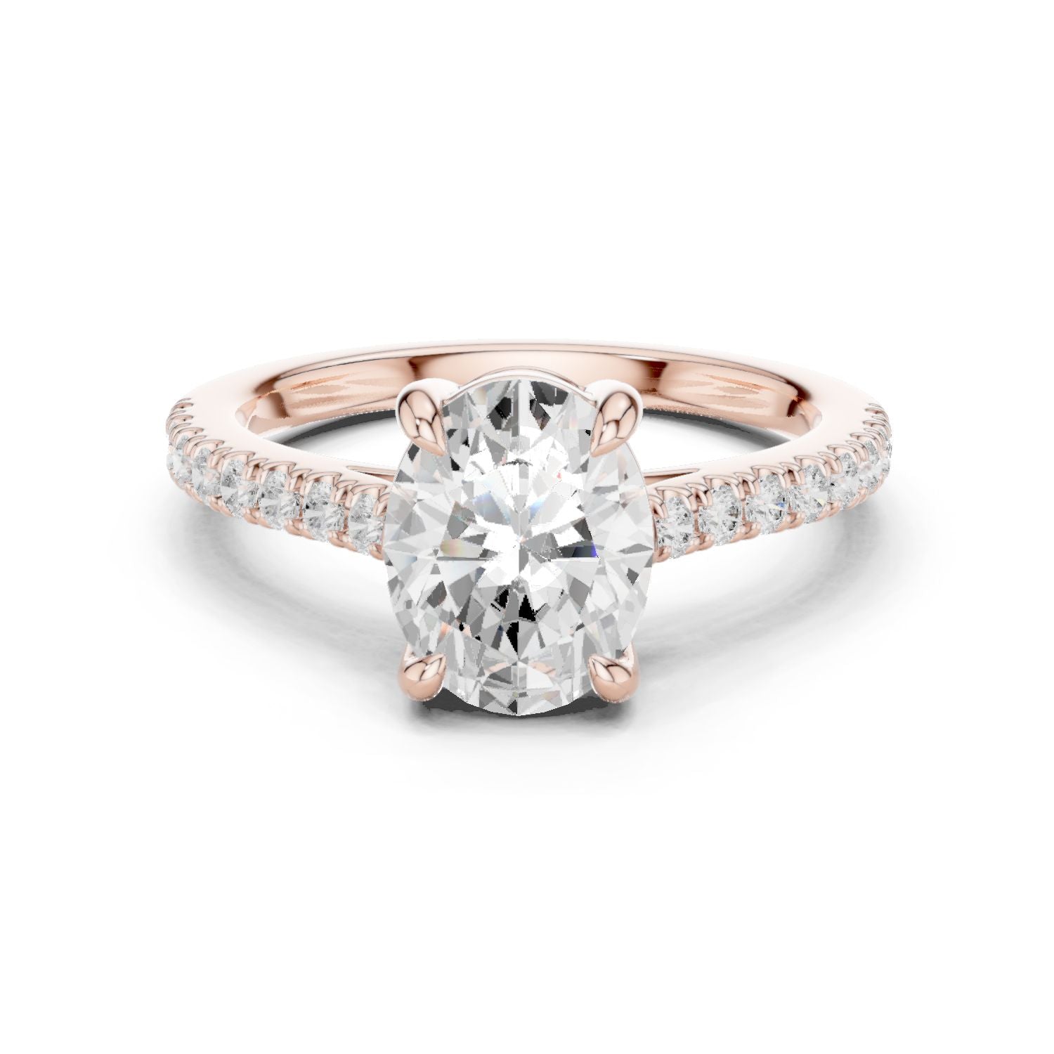 Oval Lab Grown Diamond Pave Engagement Ring