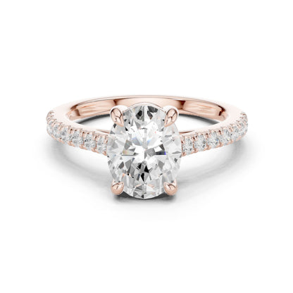Oval Lab Grown Diamond Pave Engagement Ring