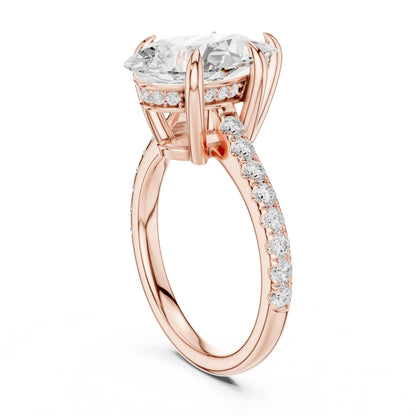 Oval Lab Grown Diamond Pave Engagement Ring