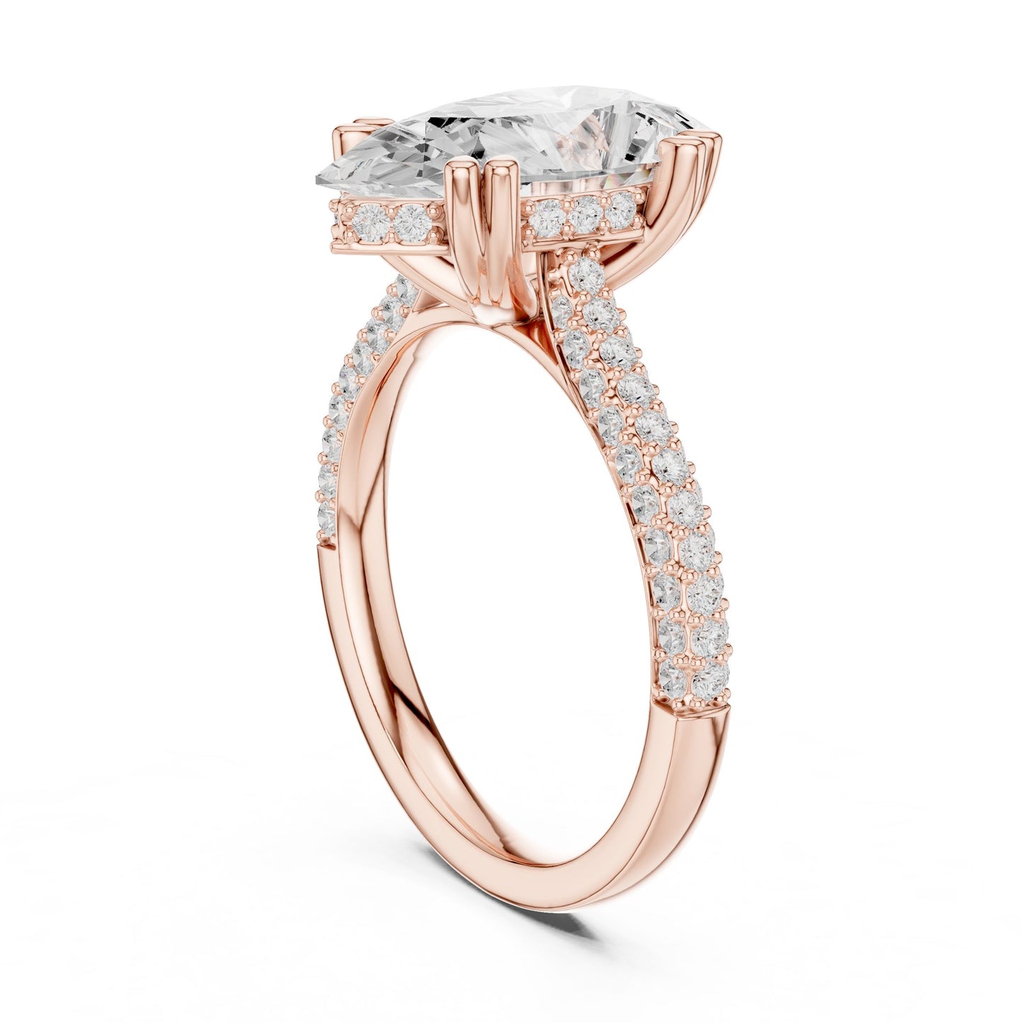 Oval Lab Grown Diamond Pave Engagement Ring