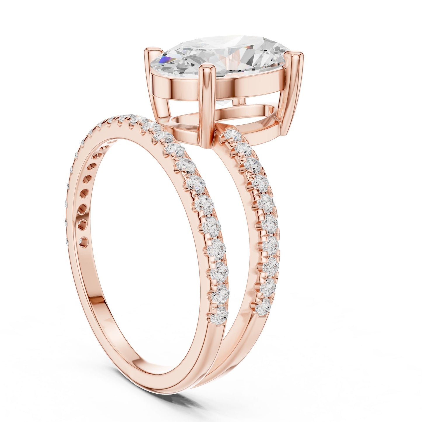 Oval Lab Grown Diamond Pave Engagement Ring