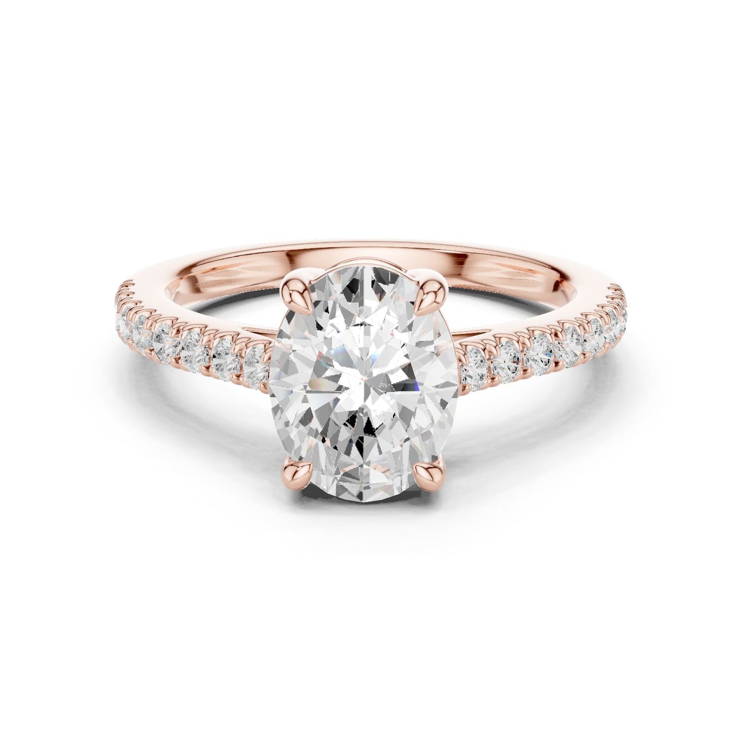 Oval Lab Grown Diamond Pave Engagement Ring