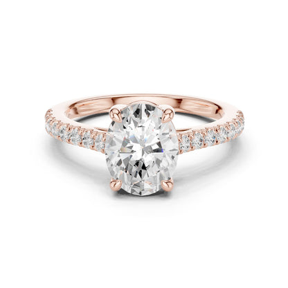Oval Lab Grown Diamond Pave Engagement Ring