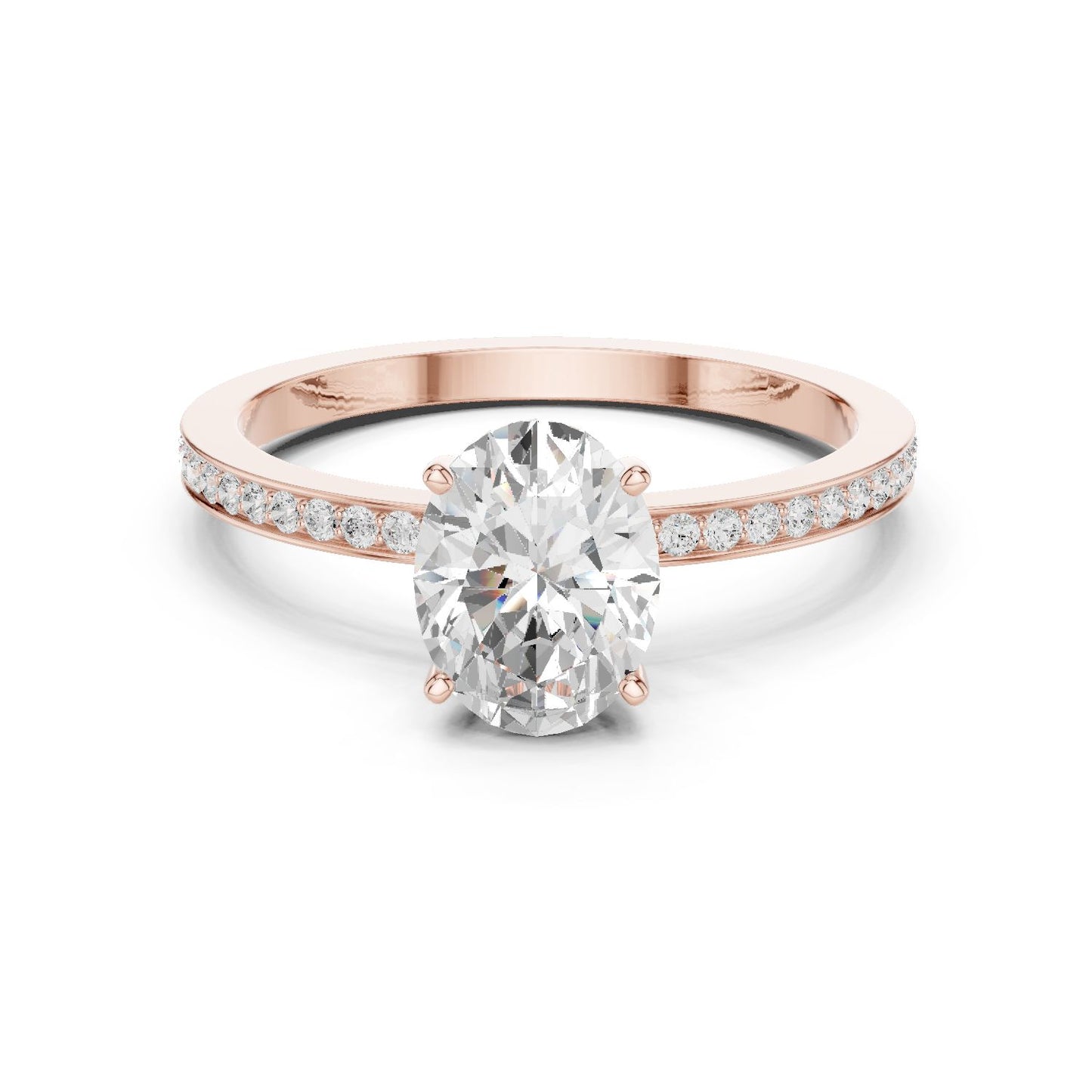 Oval Lab Grown Diamond Pave Engagement Ring