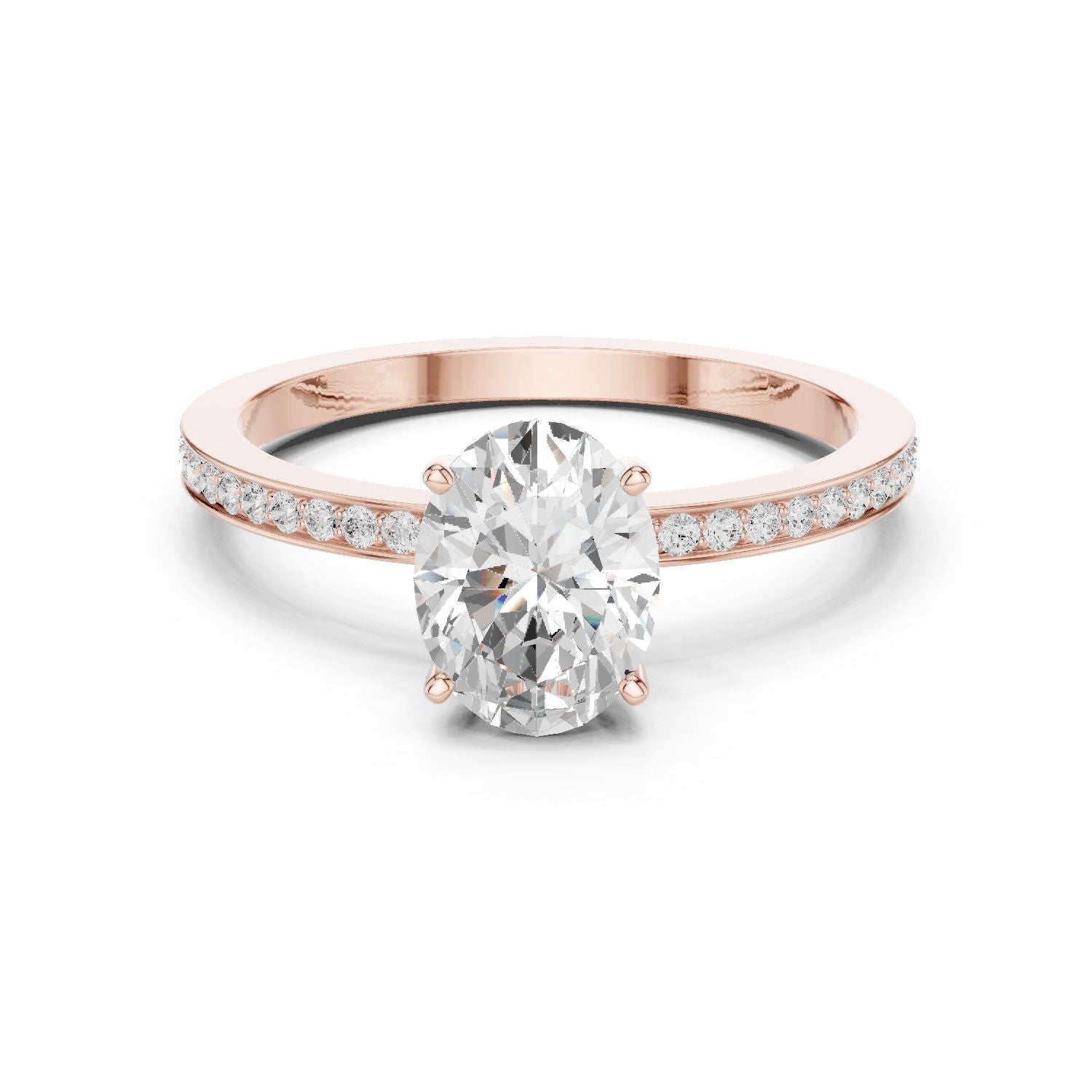 Oval Lab Grown Diamond Pave Engagement Ring