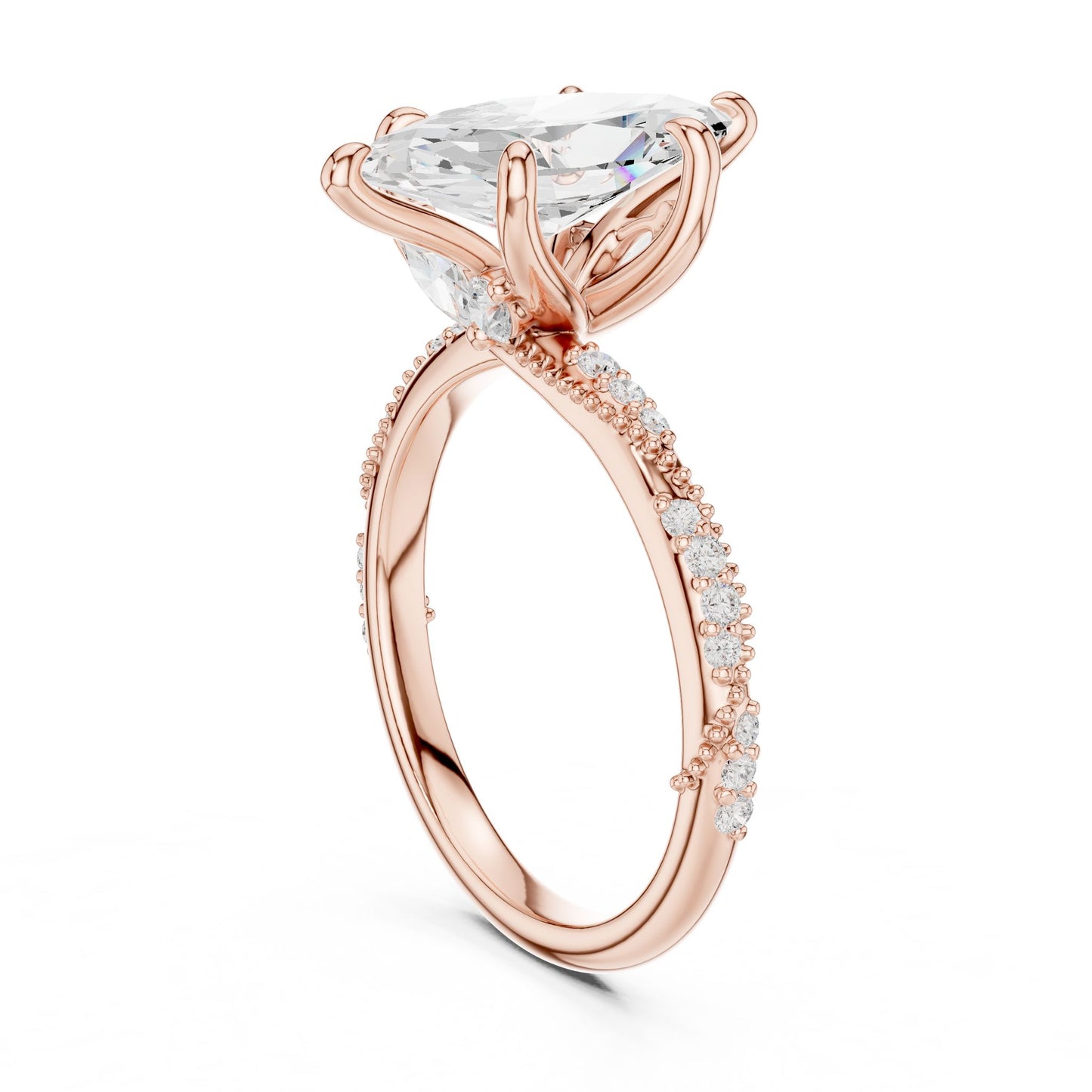 Oval Lab Grown Diamond Pave Engagement Ring