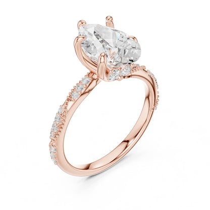 Oval Lab Grown Diamond Pave Engagement Ring