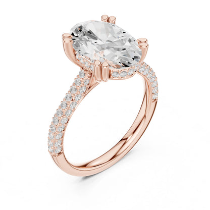 Oval Lab Grown Diamond Pave Engagement Ring