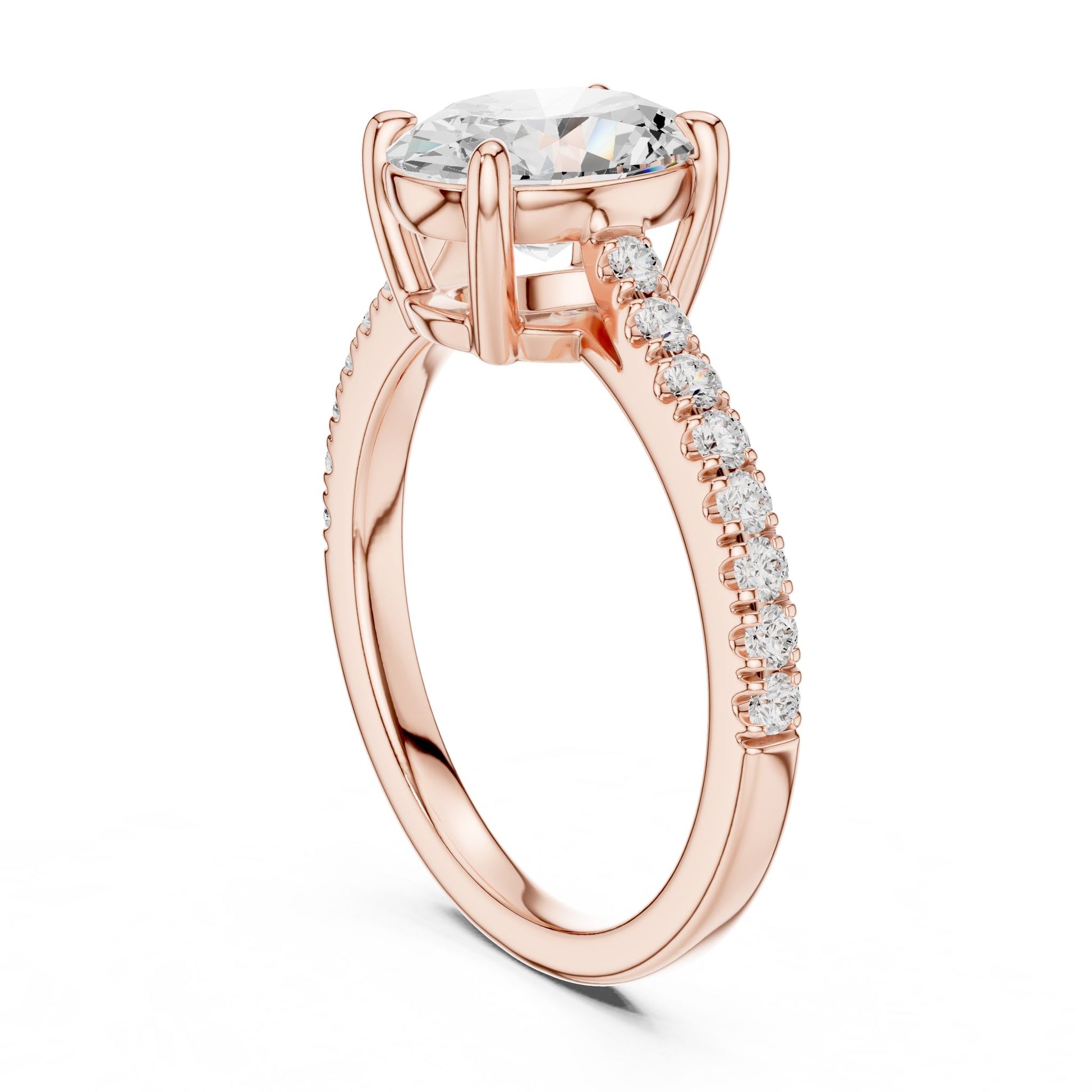 Oval Lab Grown Diamond Pave Engagement Ring